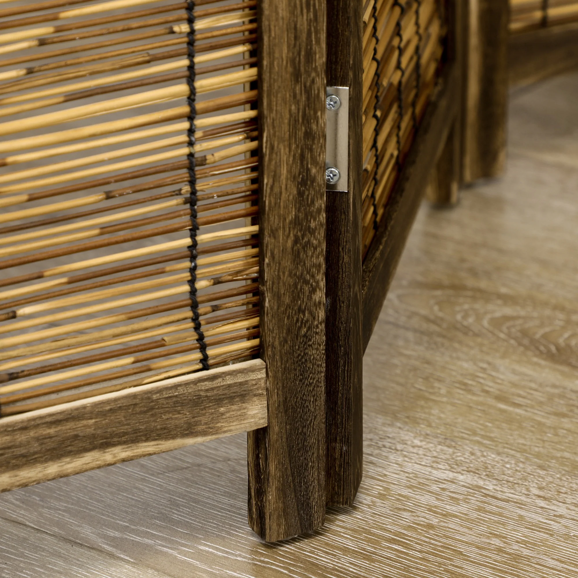 Paravent en bois 4 panneaux 160 x 170 cm séparateur de pièce closion de séparation pliable - naturel - Image 10