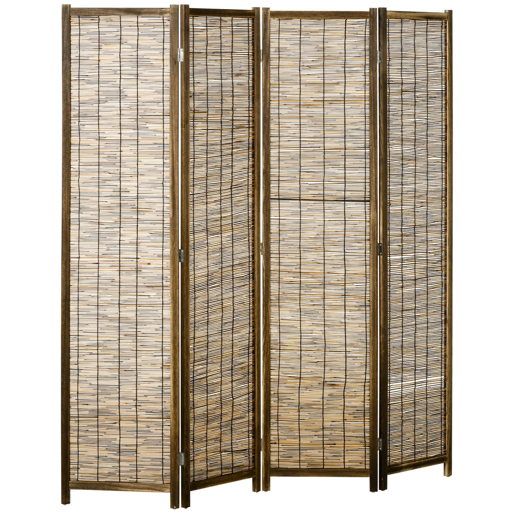 Paravent en bois 4 panneaux 160 x 170 cm séparateur de pièce closion de séparation pliable - naturel - Image 2