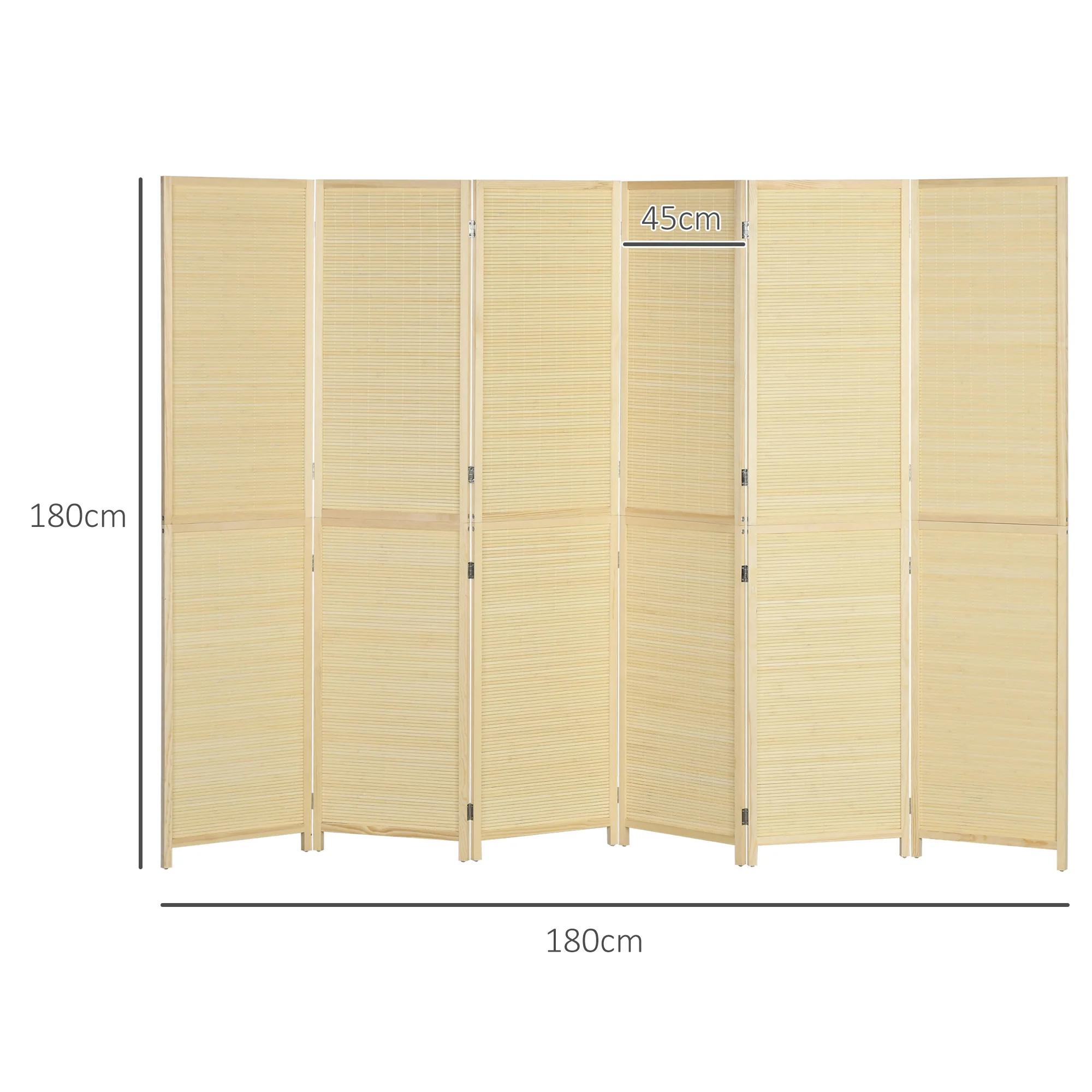 Paravent intérieur en Bambou 6 Panneaux 270 x 180 cm séparateur de pièce cloison de séparation Pliable - Naturel - Image 4