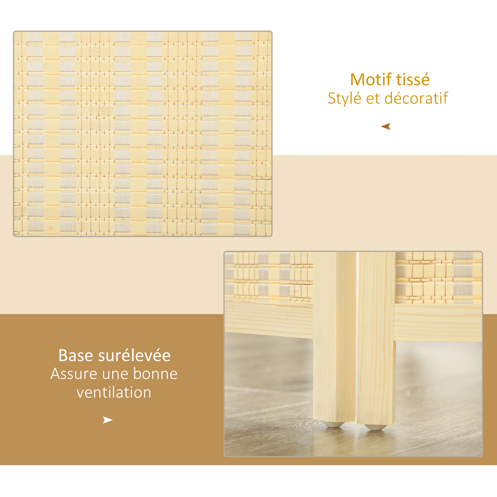 Paravent interieur en bois 3 panneaux 135 x 180 cm séparateur de pièce pliable cloison de séparation pour salon chambre à coucher maison, bois naturel - Image 5