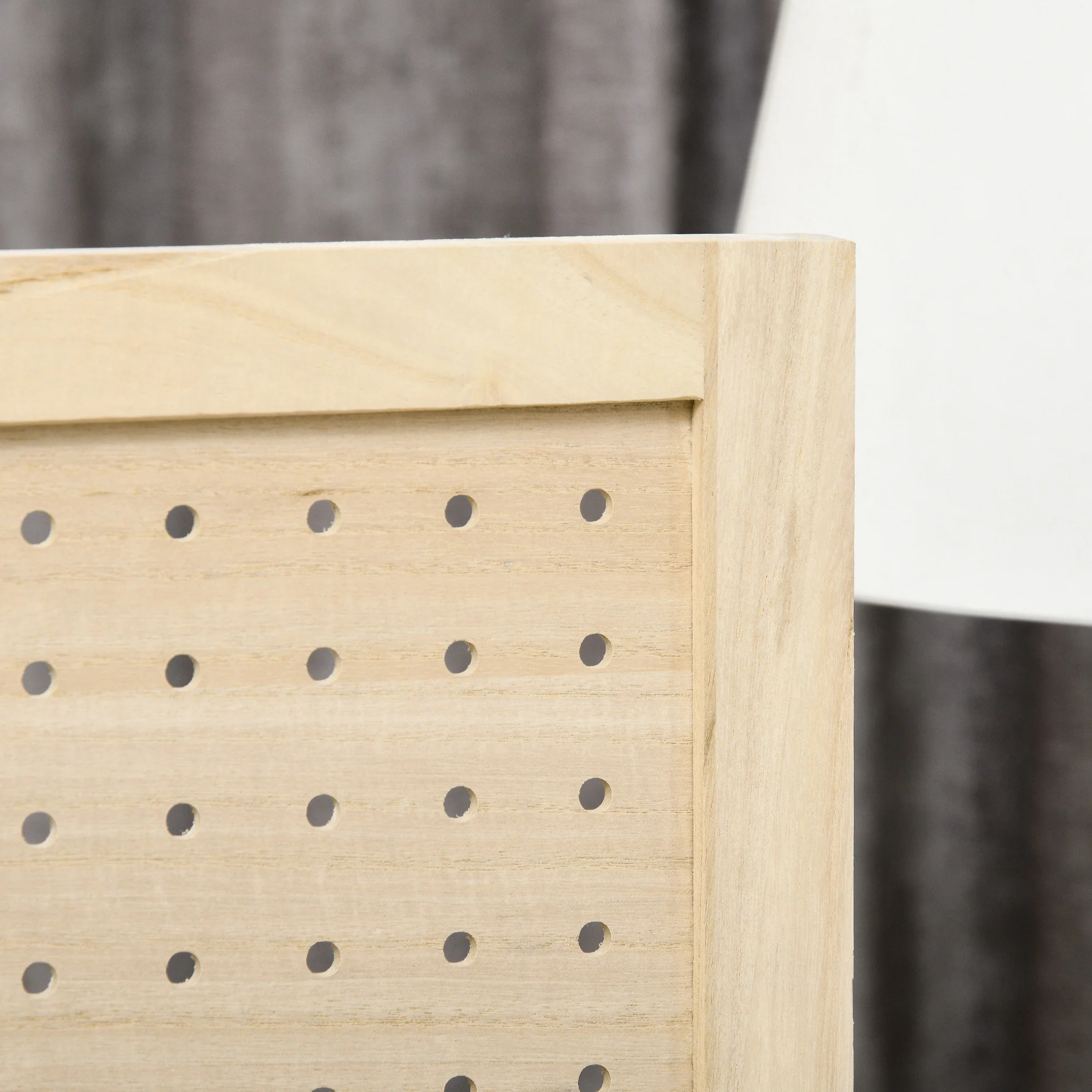 Paravent intérieur en bois, 4 panneaux, 152 x 144,5 cm, panneau perforé, séparateur de pièce pliable, Panneau perforé pour salon, chambre à coucher, maison, bois naturel - Image 9