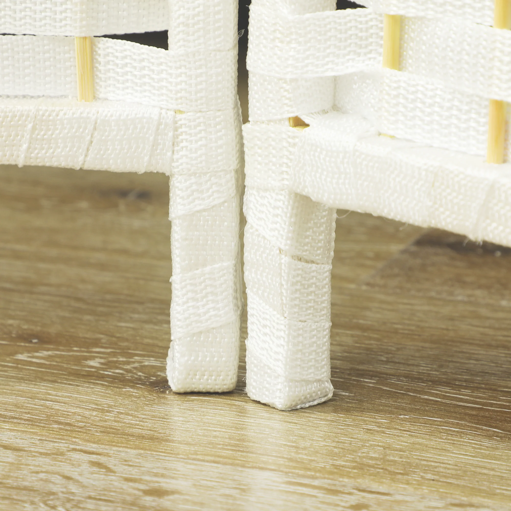Paravent interieur en bois 4 panneaux 160 x 170 cm séparateur de pièce pliable avec finition tissée, closion de séparation pour salon, chambre à coucher, maison, blanc - Image 10
