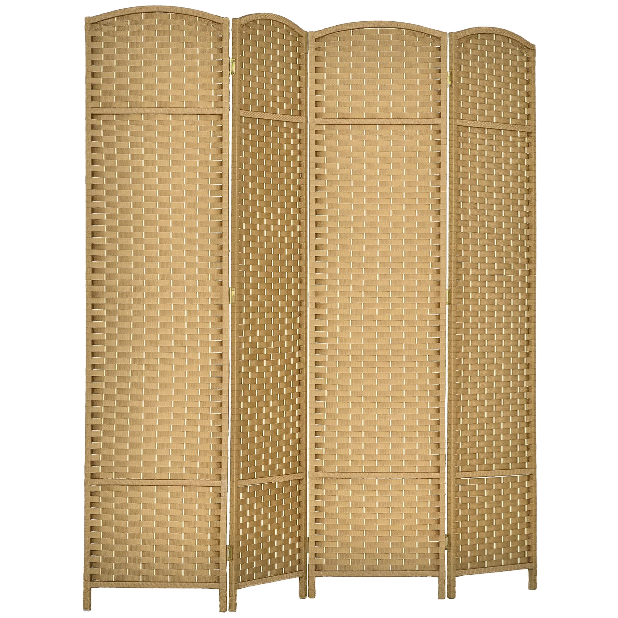 Paravent interieur en bois 4 panneaux 160 x 170 cm séparateur de pièce pliable avec finition tissée, closion de séparation pour salon, chambre à coucher, maison, bois naturel - Image 11