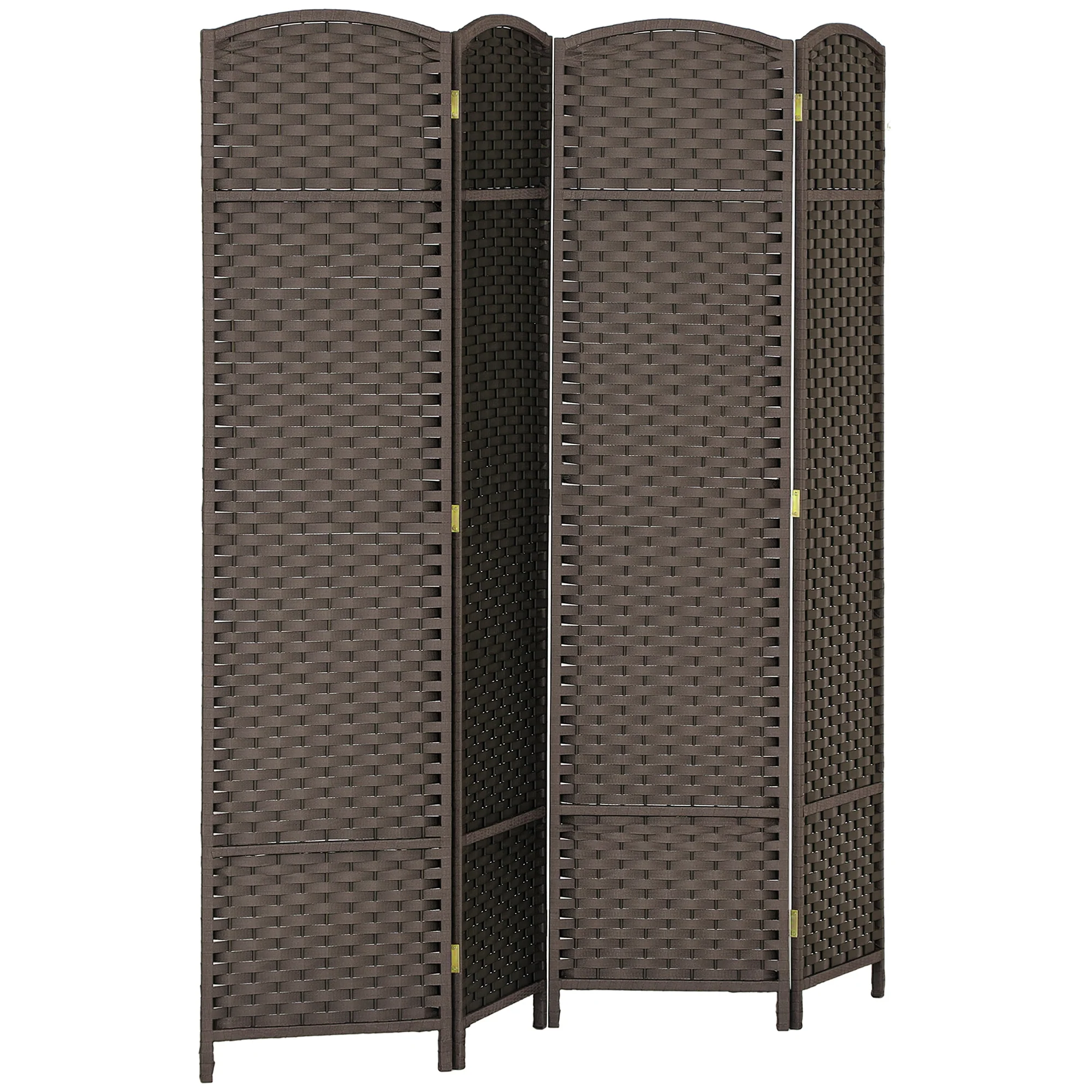 Paravent interieur en bois 4 panneaux 160 x 170 cm séparateur de pièce pliable avec finition tissée, closion de séparation pour salon, chambre à coucher, maison, marron - Image 11