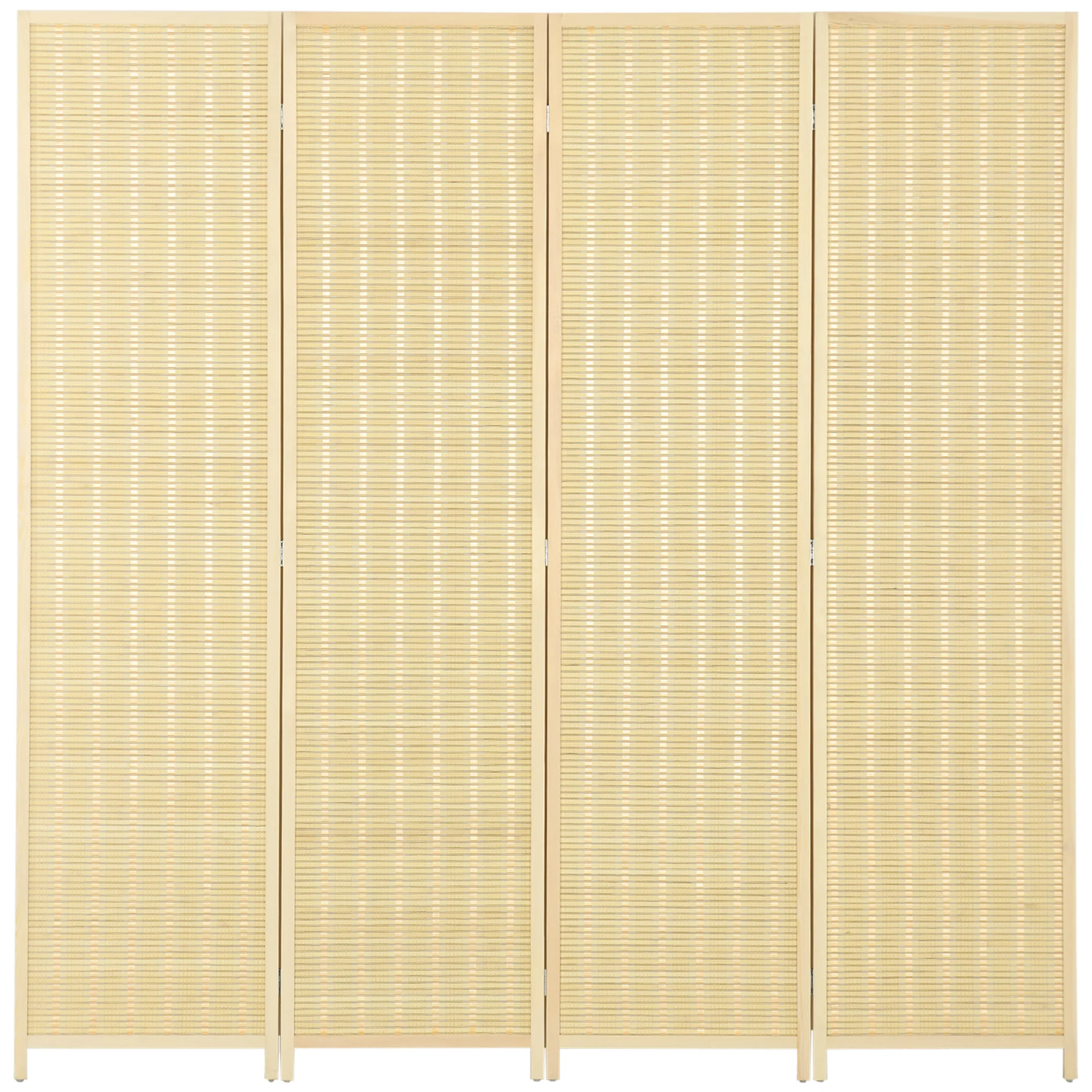 Paravent interieur en bois 4 panneaux 180 x 180 cm séparateur de pièce pliable cloison de séparation pour salon chambre à coucher maison, bois naturel