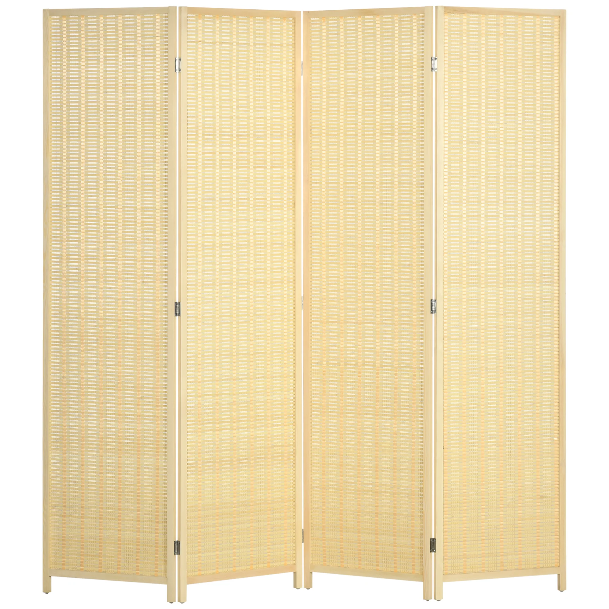 Paravent interieur en bois 4 panneaux 180 x 180 cm séparateur de pièce pliable cloison de séparation pour salon chambre à coucher maison, bois naturel - Image 11