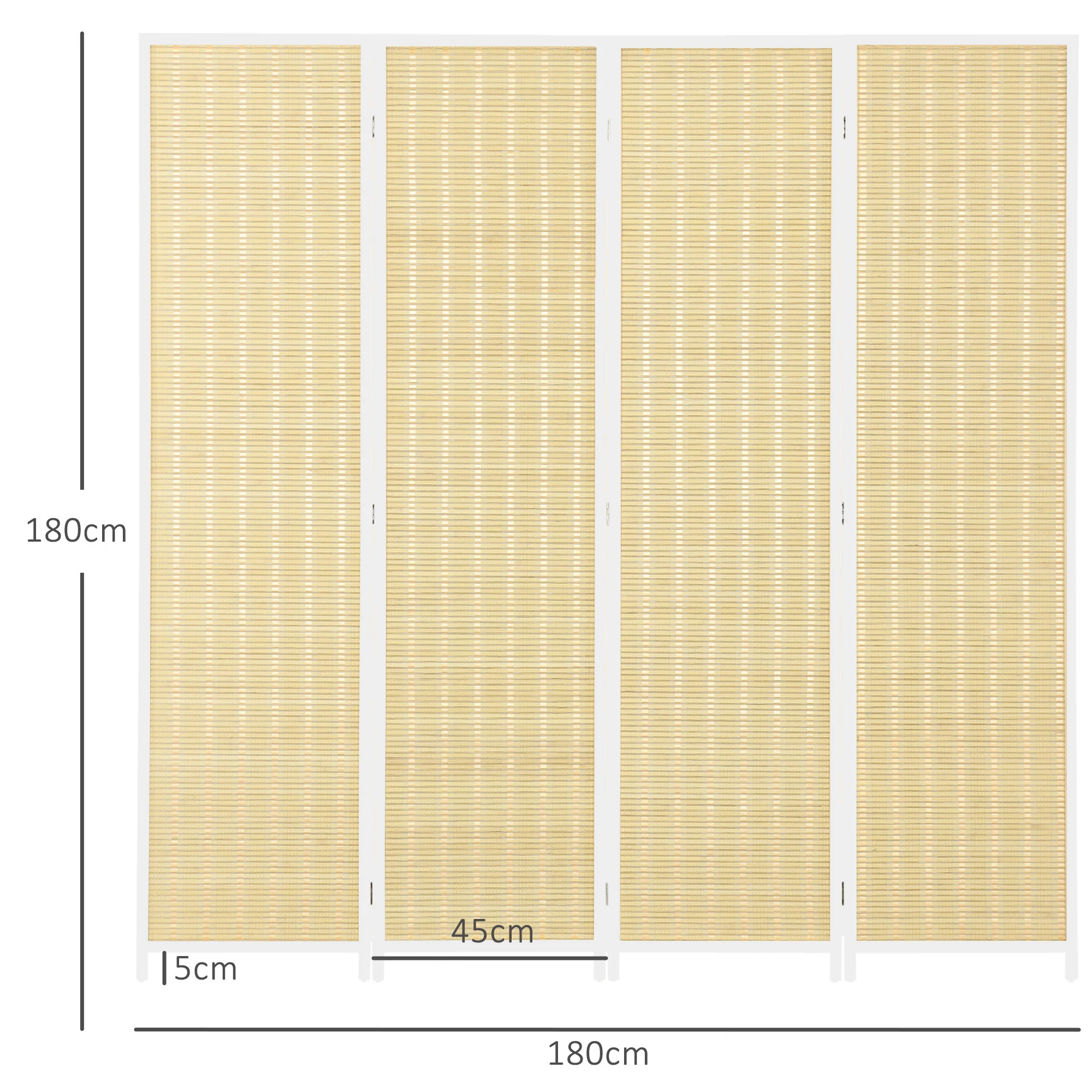 Paravent interieur en bois 4 panneaux 180 x 180 cm séparateur de pièce pliable cloison de séparation pour salon chambre à coucher maison, bois naturel - Image 4