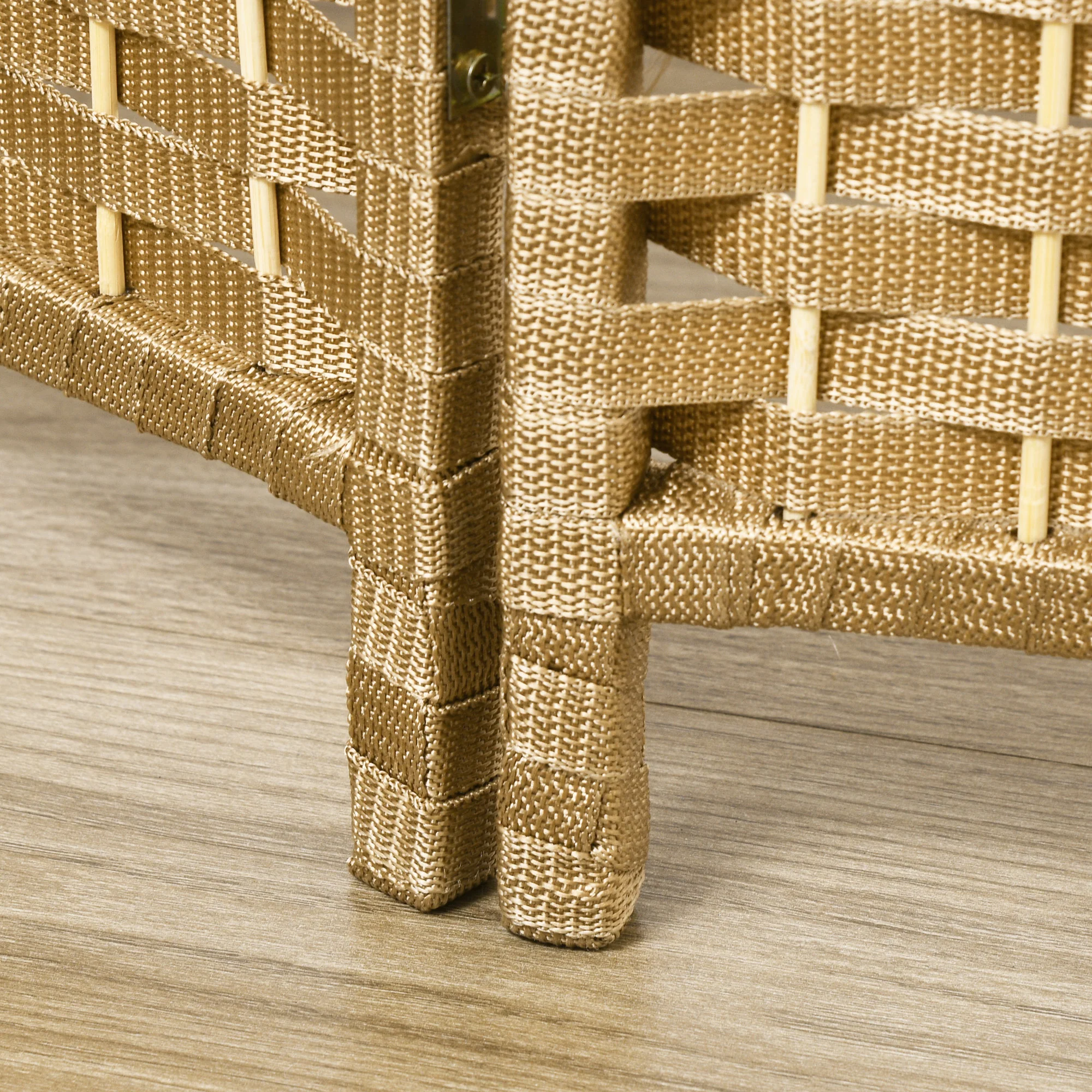 Paravent interieur en bois 6 panneaux 240 x 170 cm séparateur de pièce pliable avec finition tissée, closion de séparation pour salon, chambre à coucher, maison, bois naturel - Image 10