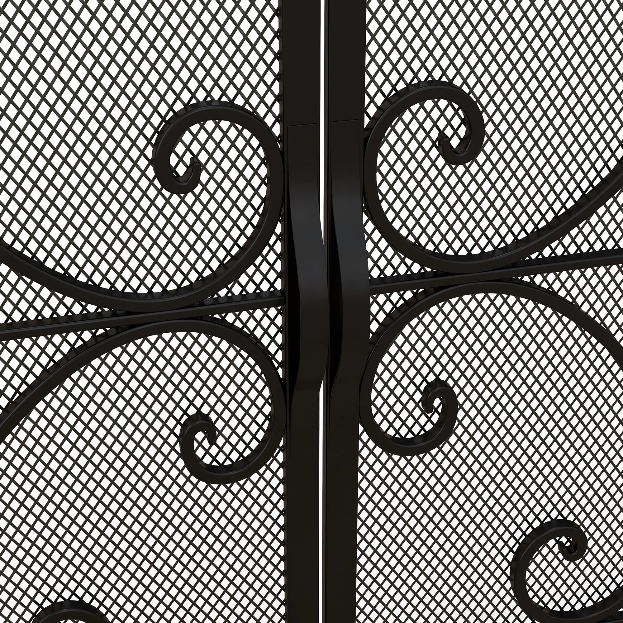 Pare-feu cheminée, grille de protection pour cheminée, panneau unique en maille d'acier, sommet arqué, serviteur cheminée avec double porte magnétiques, 105 x 40 x 80,5 cm, noir - Image 10