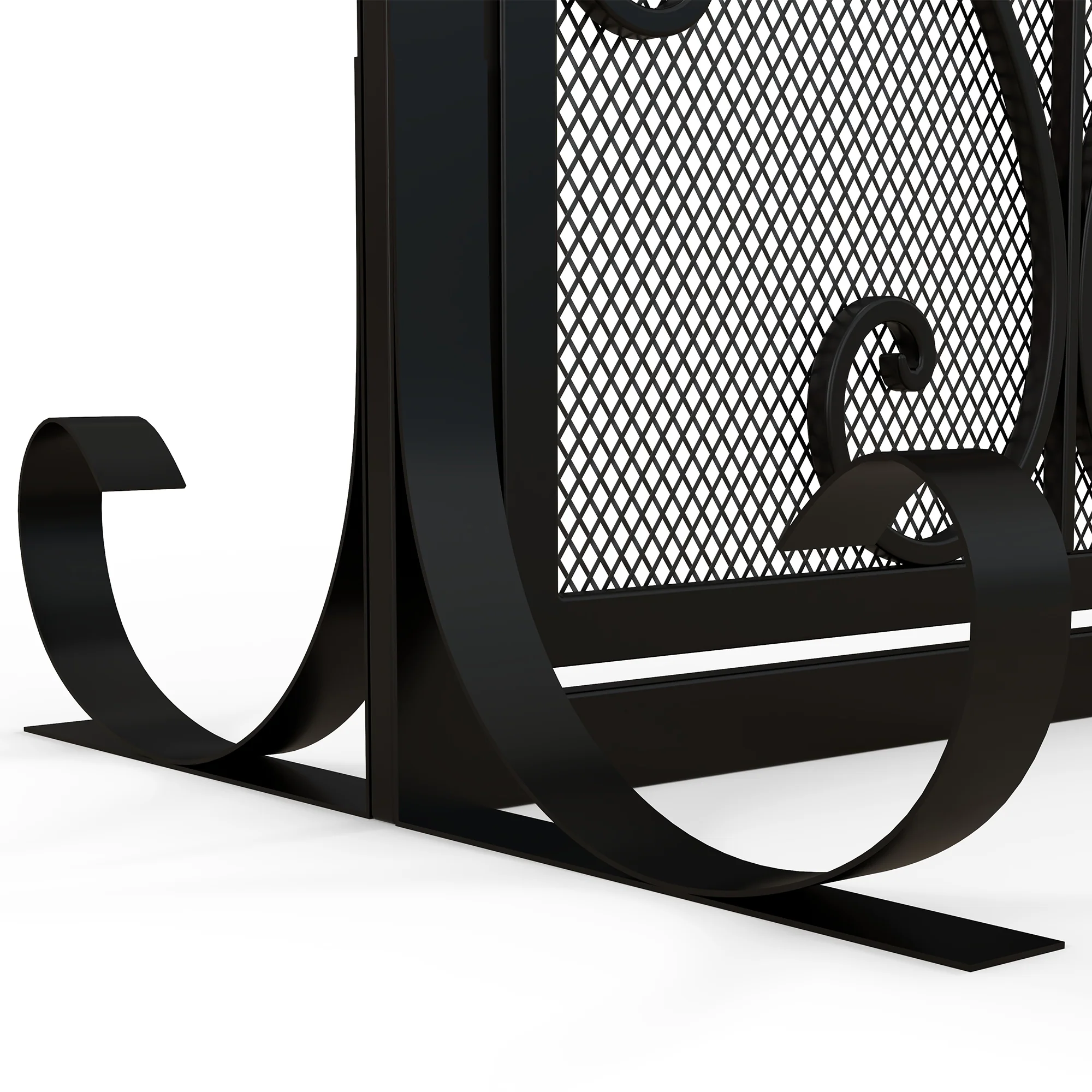 Pare-feu cheminée, grille de protection pour cheminée, panneau unique en maille d'acier, sommet arqué, serviteur cheminée avec double porte magnétiques, 105 x 40 x 80,5 cm, noir - Image 9