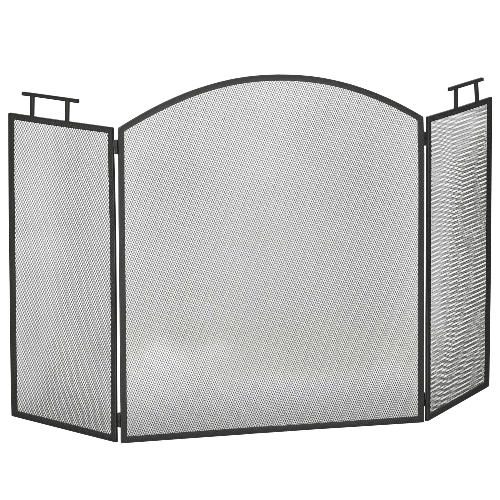 Pare-feu pour cheminée ou poêle - Pare-étincelles 3 Volets Pliables - dim. 110l x 24P x 76,5H cm - Acier métal Noir - Image 11