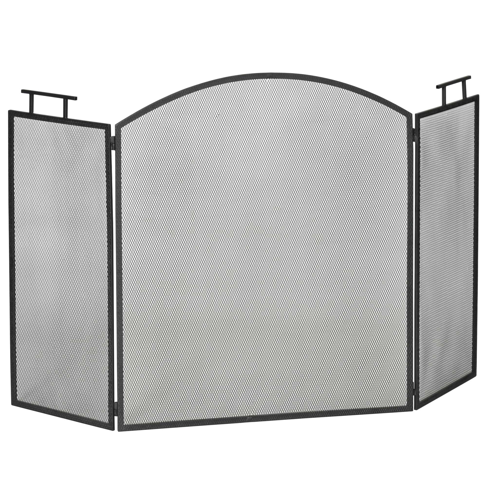 Pare-feu pour cheminée ou poêle - Pare-étincelles 3 Volets Pliables - dim. 110l x 24P x 76,5H cm - Acier métal Noir - Image 2