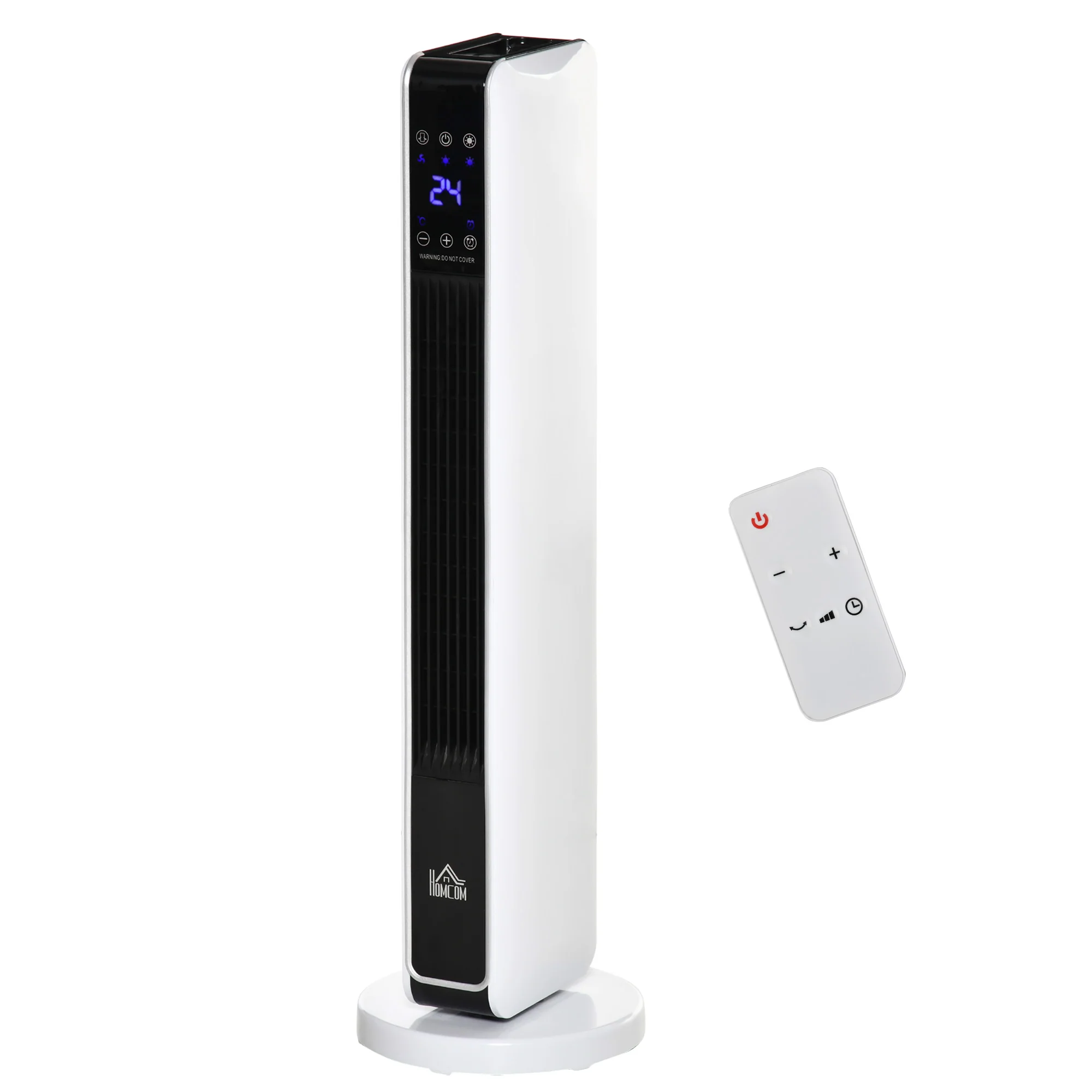 Radiateur électrique Chauffage soufflant oscillant 1100/2200 W, céramique PTC, télécommande incluse, chauffage d'appoint, minuterie 8h, 21 x 21 x 73 cm