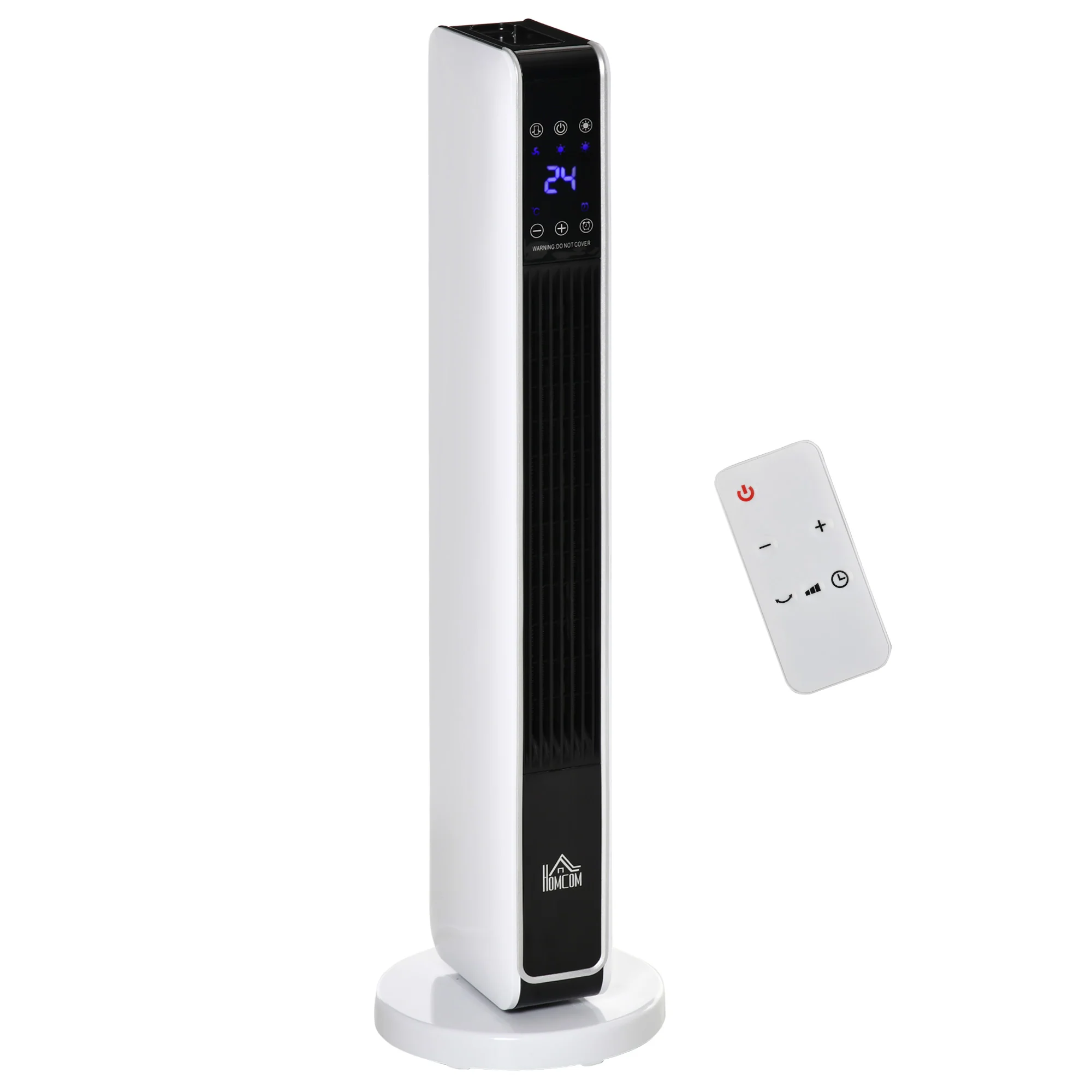 Radiateur électrique Chauffage soufflant oscillant 1100/2200 W, céramique PTC, télécommande incluse, chauffage d'appoint, minuterie 8h, 21 x 21 x 73 cm - Image 2