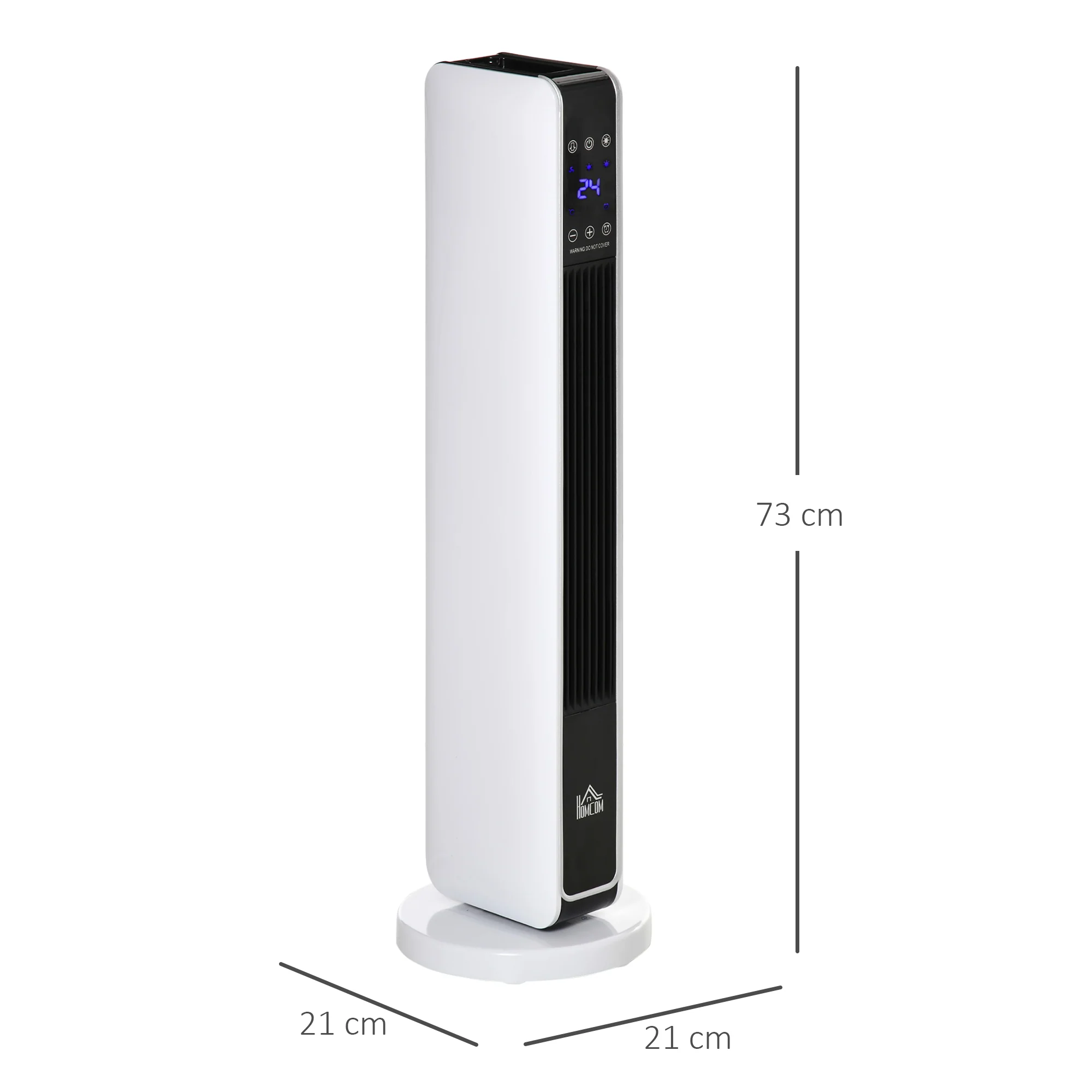 Radiateur électrique Chauffage soufflant oscillant 1100/2200 W, céramique PTC, télécommande incluse, chauffage d'appoint, minuterie 8h, 21 x 21 x 73 cm - Image 4