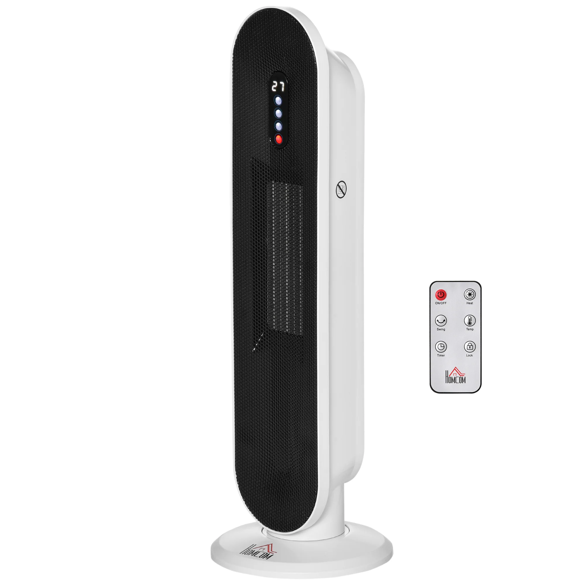 Radiateur électrique Chauffage soufflant oscillant 45° minuterie 24H 1200/2000 W - céramique PTC - télécommande incluse - chauffage d'appoint protection contre renversement et surchauffe noir