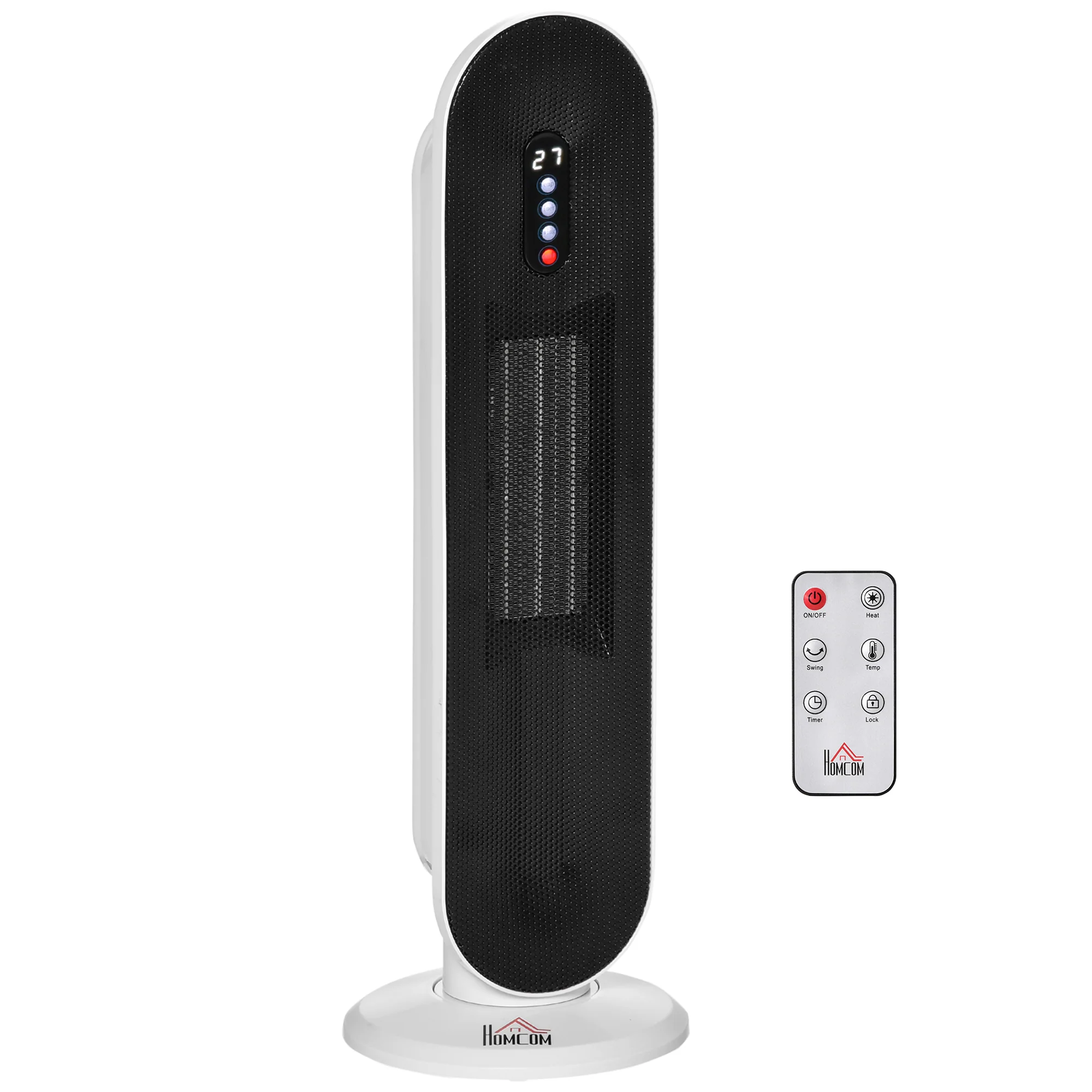 Radiateur électrique Chauffage soufflant oscillant 45° minuterie 24H 1200/2000 W - céramique PTC - télécommande incluse - chauffage d'appoint protection contre renversement et surchauffe noir - Image 11