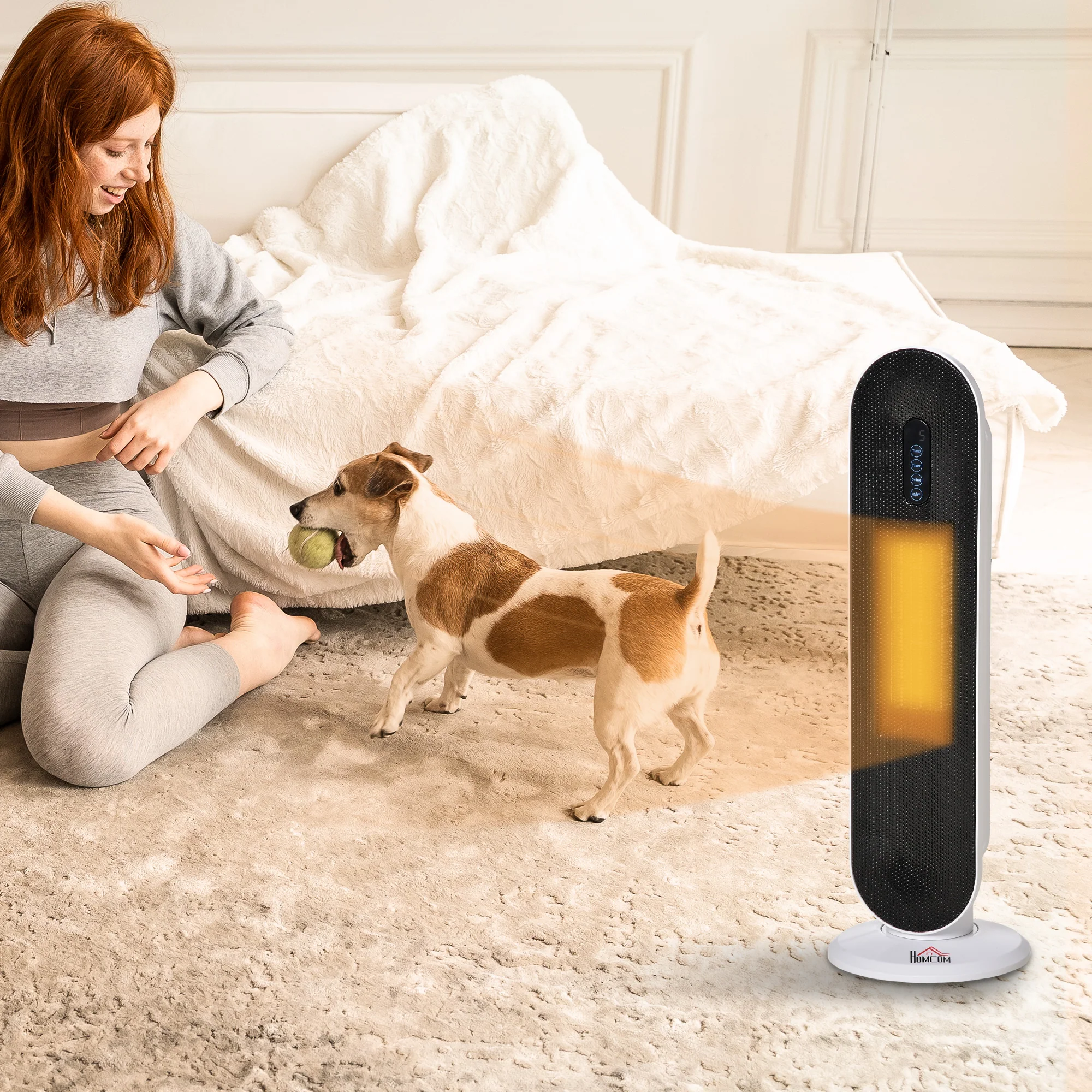 Radiateur électrique Chauffage soufflant oscillant 45° minuterie 24H 1200/2000 W - céramique PTC - télécommande incluse - chauffage d'appoint protection contre renversement et surchauffe noir - Image 3