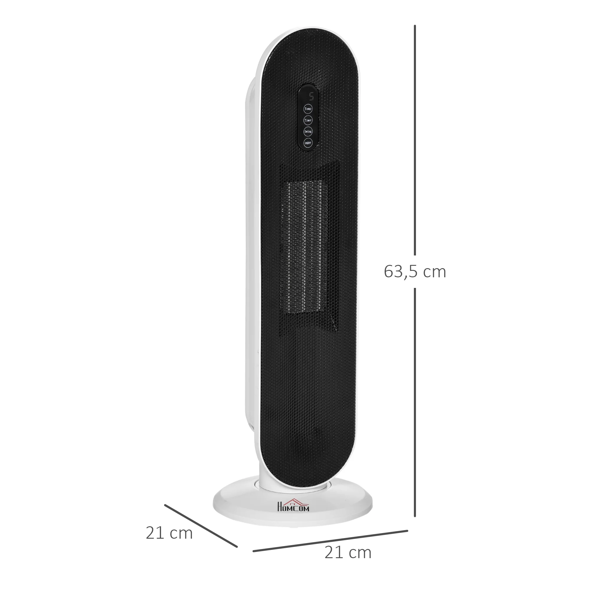 Radiateur électrique Chauffage soufflant oscillant 45° minuterie 24H 1200/2000 W - céramique PTC - télécommande incluse - chauffage d'appoint protection contre renversement et surchauffe noir - Image 4