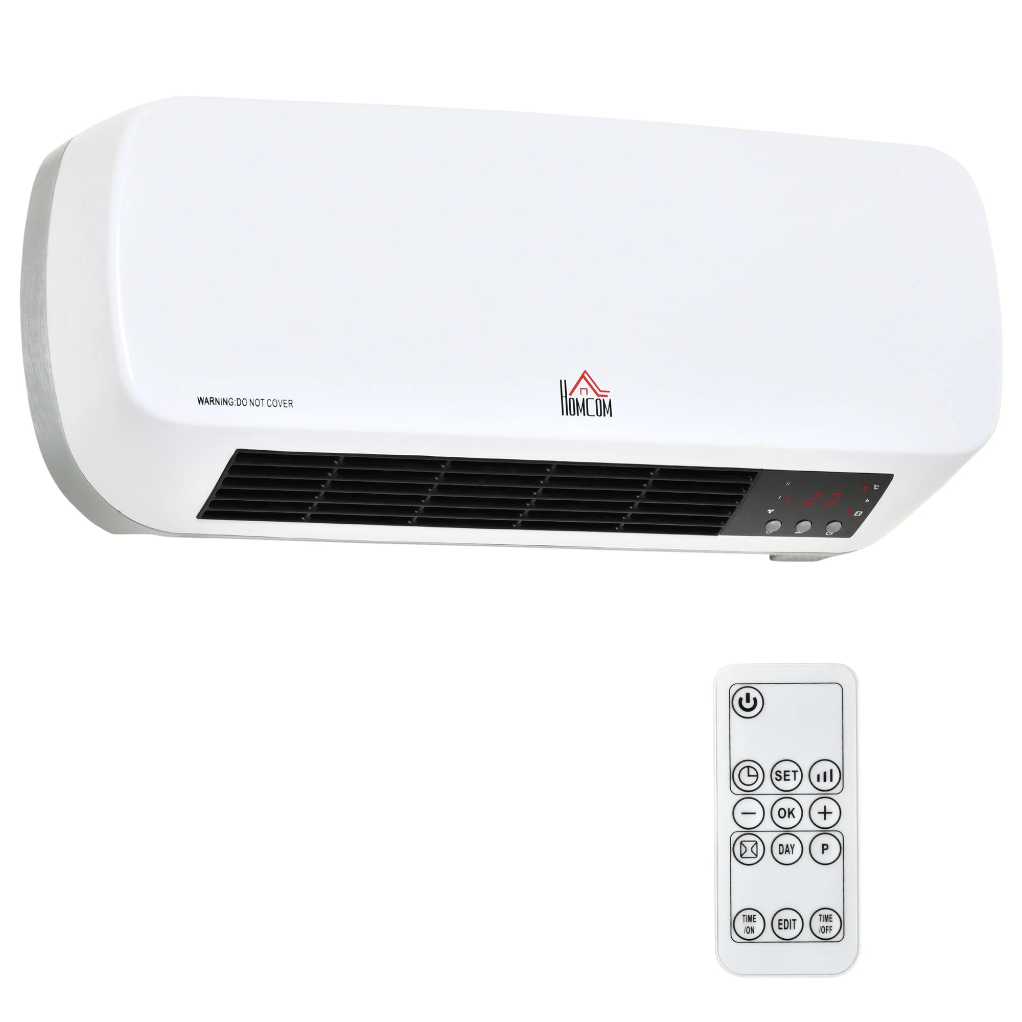 Radiateur mural soufflant 2000 W - chauffage céramique PTC - 3 niveaux de puissance - télécommande incluse blanc noir - Image 2