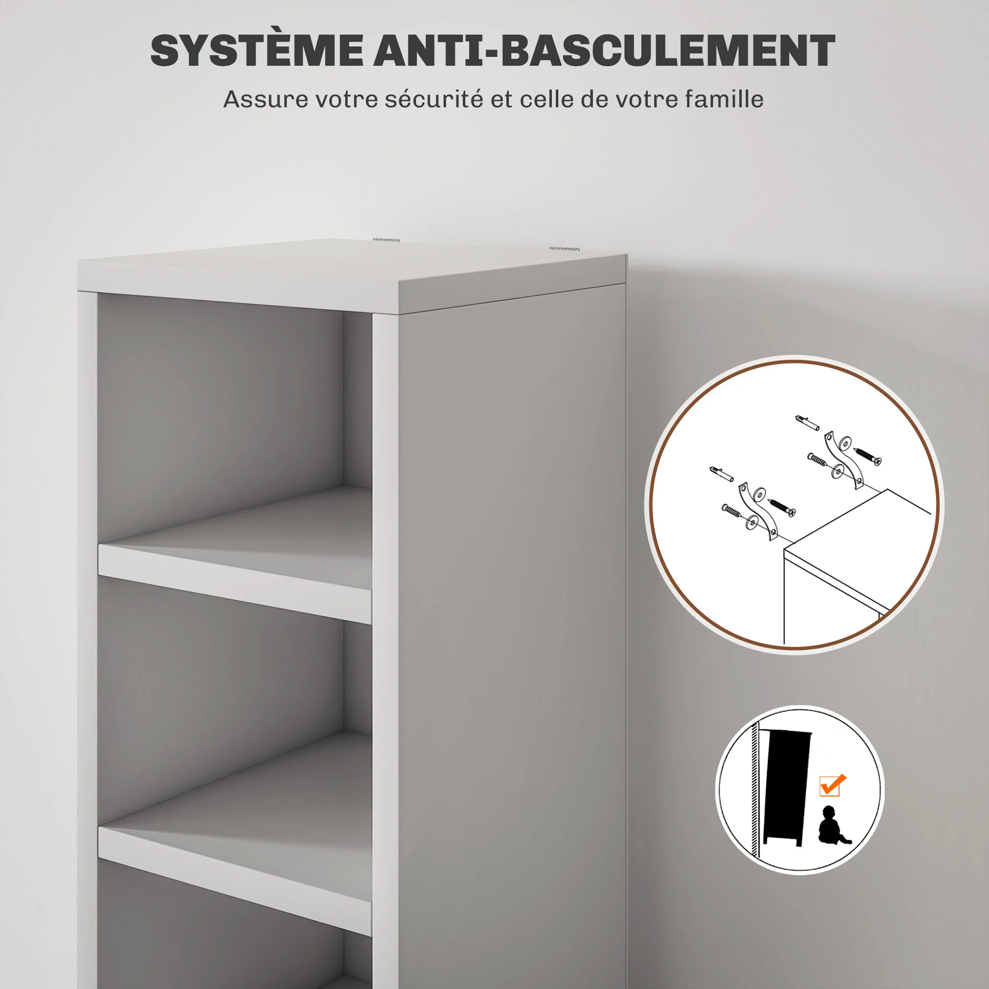 Rangements pour CD et DVD, étagère colonne de rangement, meuble de rangement avec 12 compartiments, capacité max. 204 CD, 21 x 20 x 175 cm, blanc - Image 7