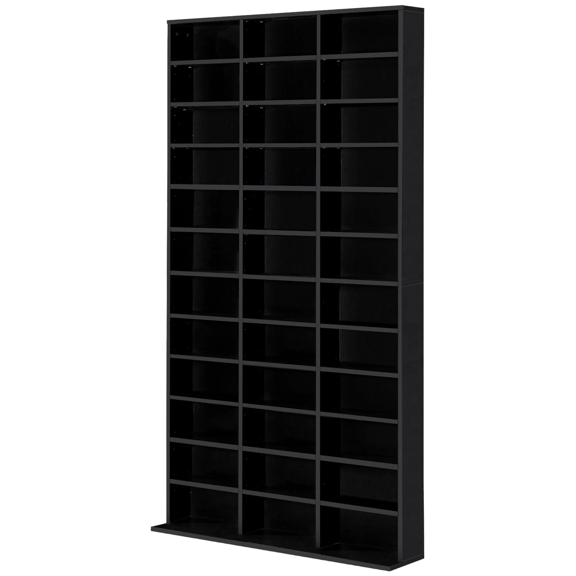 Rangements pour CD et DVD, étagère rangement, capacité max. 1116 CD/528 DVD, 36 compartiments et étagères réglables, pour bureau, salon, chambre, 102 x 23,5 x 195 cm, noir