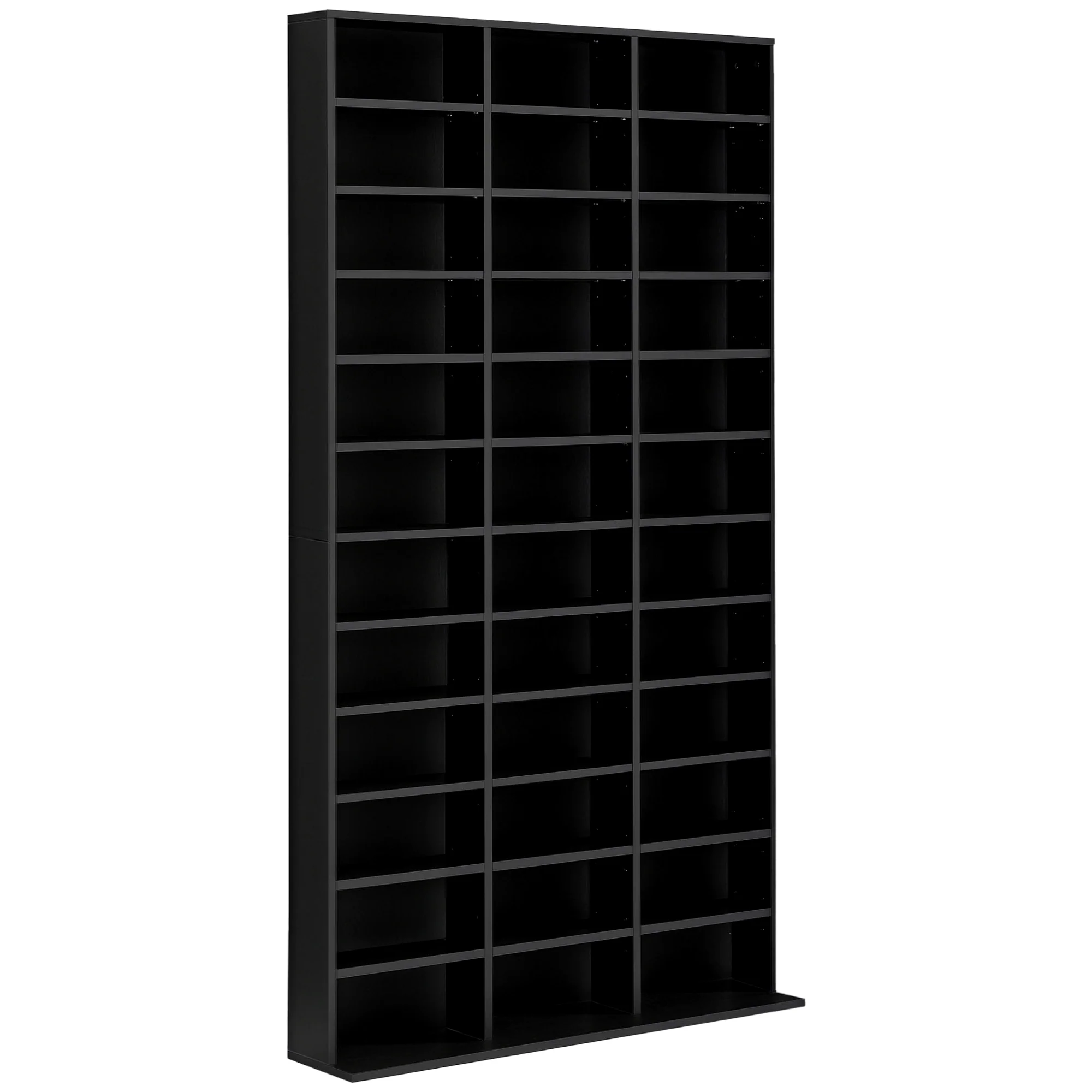 Rangements pour CD et DVD, étagère rangement, capacité max. 1116 CD/528 DVD, 36 compartiments et étagères réglables, pour bureau, salon, chambre, 102 x 23,5 x 195 cm, noir - Image 11