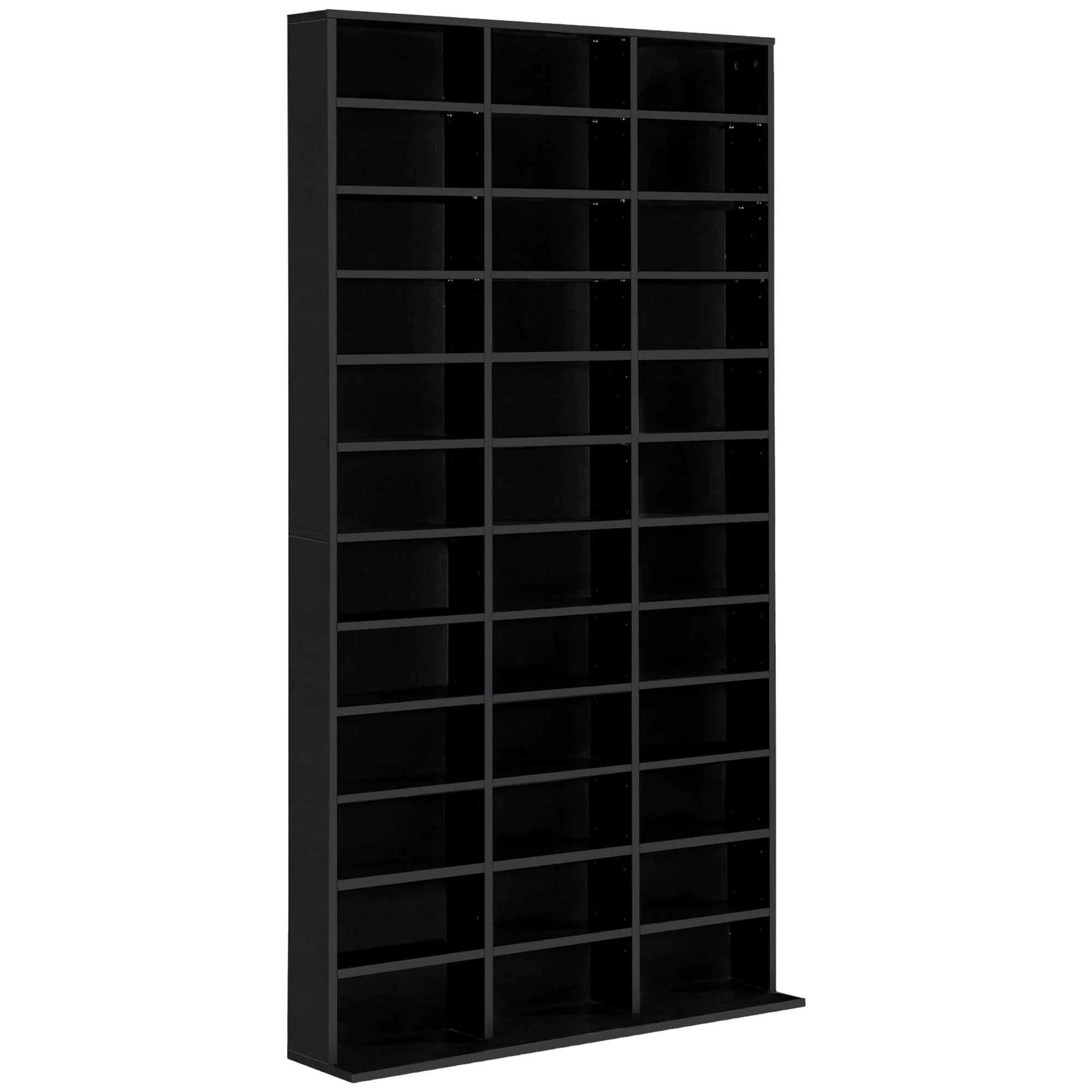 Rangements pour CD et DVD, étagère rangement, capacité max. 1116 CD/528 DVD, 36 compartiments et étagères réglables, pour bureau, salon, chambre, 102 x 23,5 x 195 cm, noir - Image 2