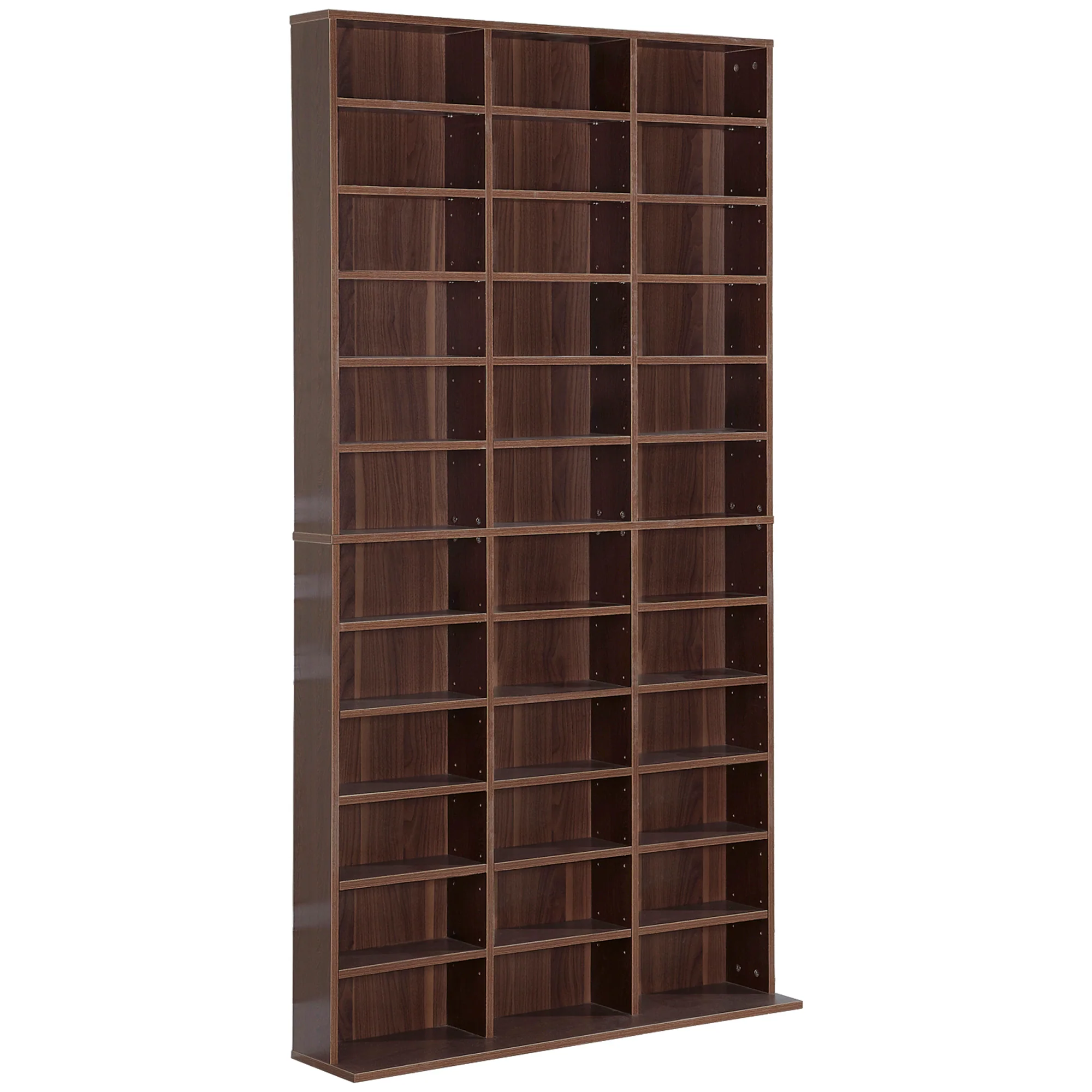 Rangements pour CD et DVD, étagère rangement, capacité max. 1116 CD/528 DVD, 36 compartiments et étagères réglables, pour bureau, salon, chambre, 102 x 23,5 x 195 cm, marron - Image 11