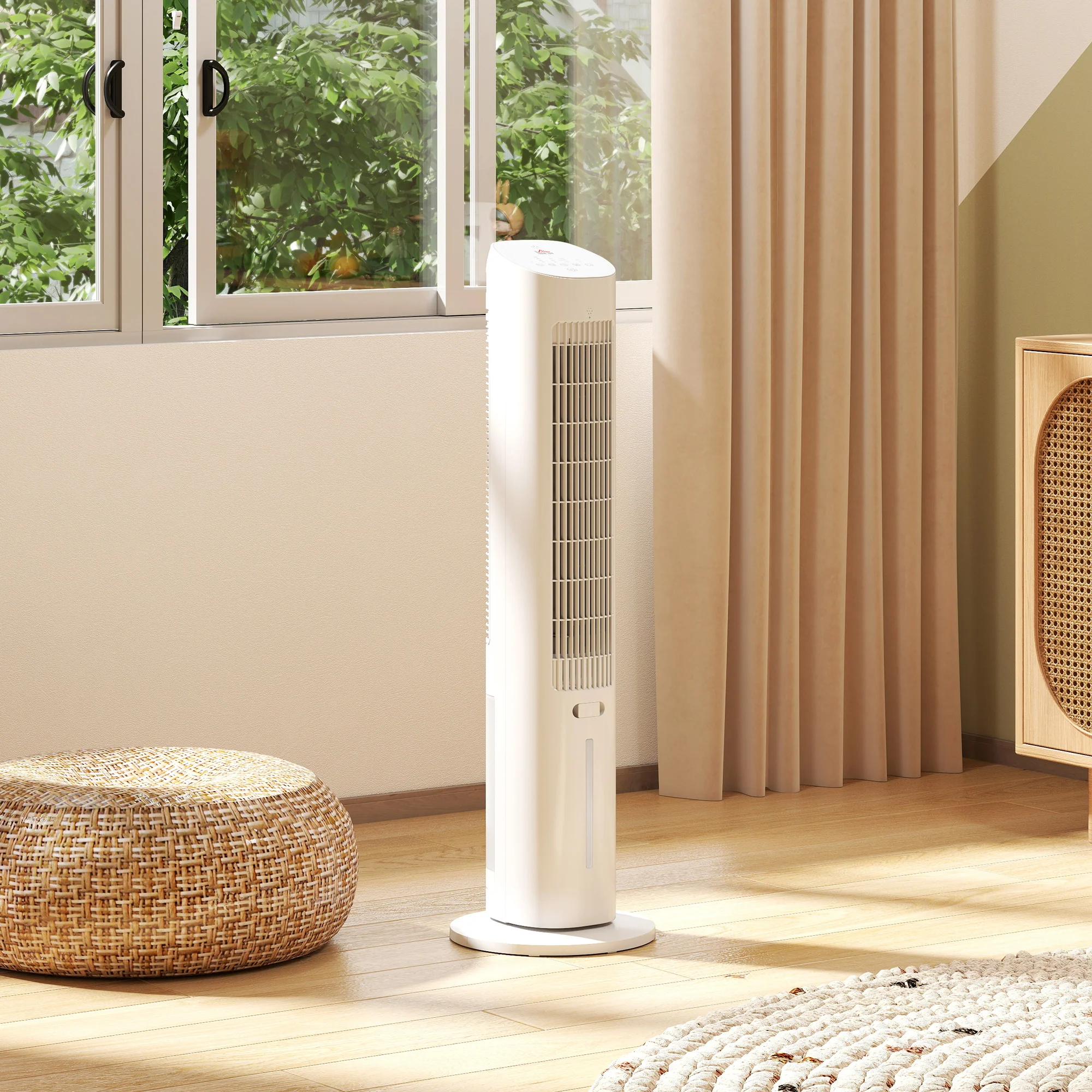 Refroidisseur d'air colonne 3 en 1 refroidisseur humidificateur et ventilateur, oscillation 48°, 3 vitesses 3 modes, réservoir d'eau 3L, blocs de glace, télécommande, pour chambre bureau, blanc - Image 11