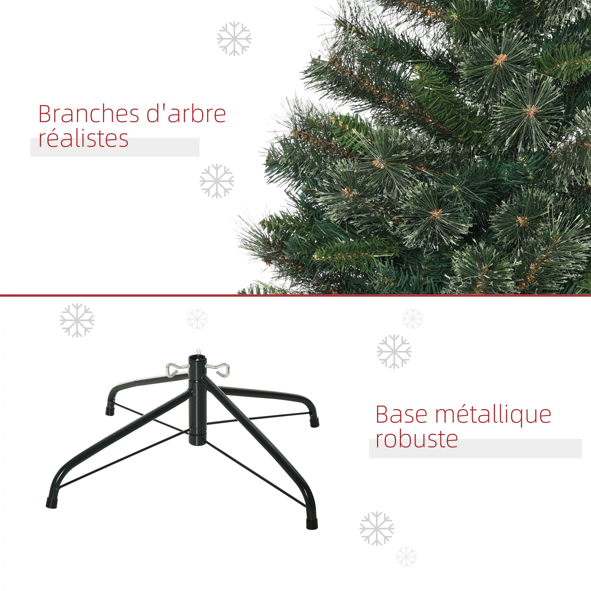 Sapin arbre de Noël artificiel 150 cm 665 branches + support pied vert - Image 8