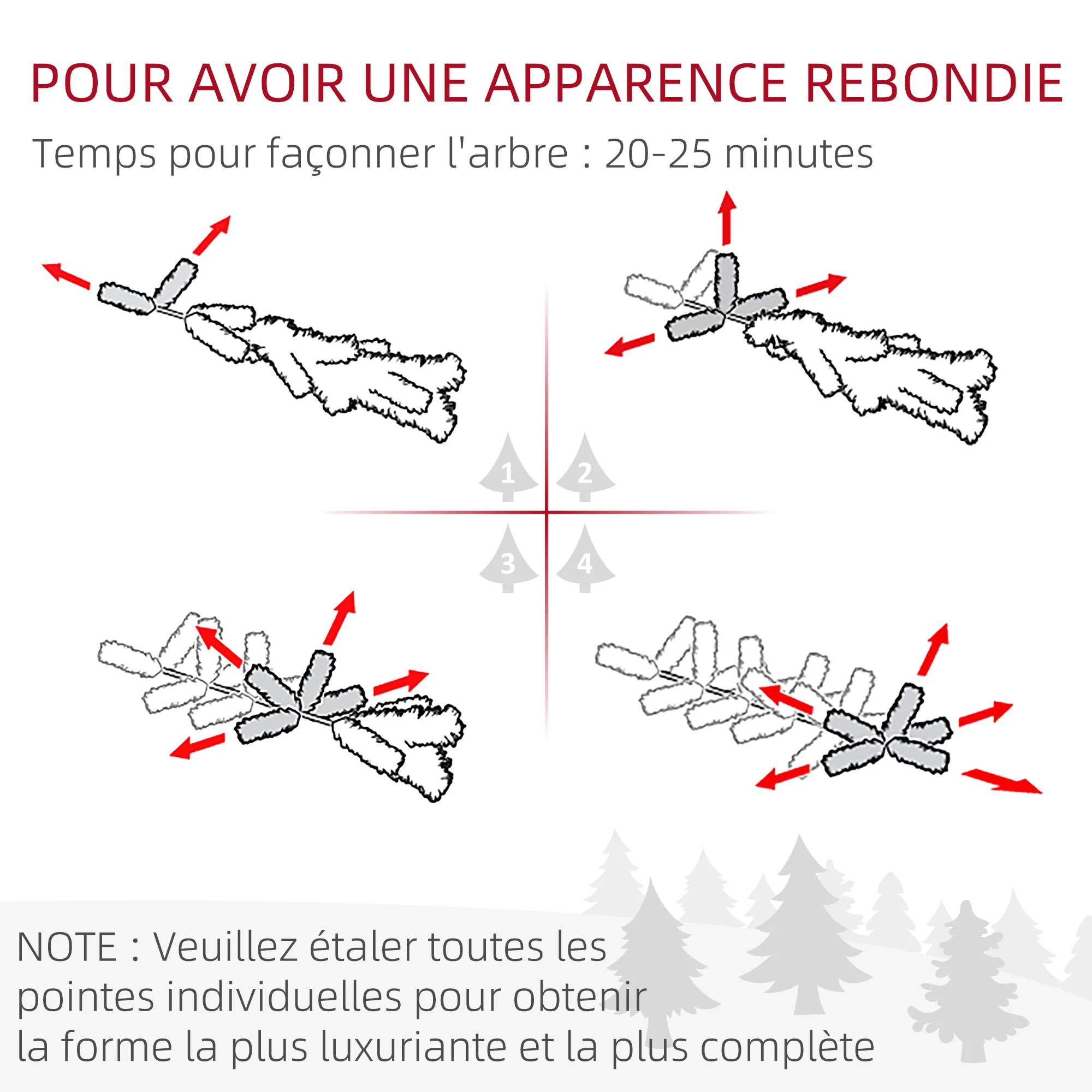 Sapin arbre de Noël artificiel 195 cm 556 branches avec 27 pommes de pin+ support pied pliable vert - Image 6