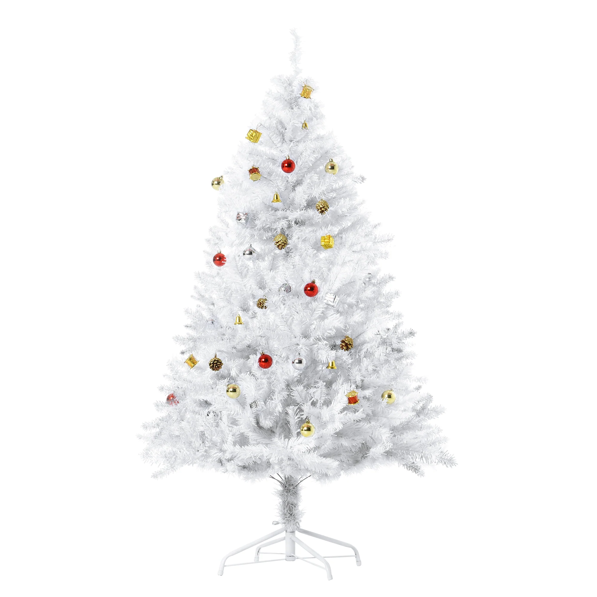 Sapin Arbre de No?l Artificiel Blanc 150 cm 680 Branches avec Nombreux Accessoires variés - Image 2