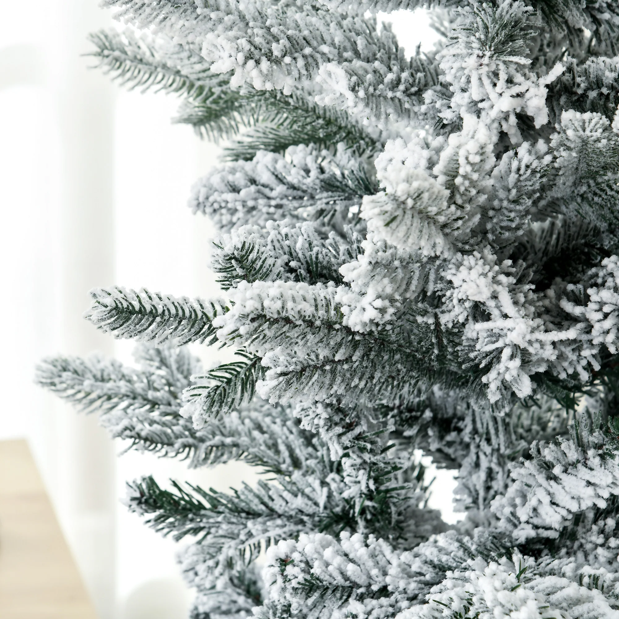 Sapin de Noël artificiel 135 cm, pin naturel enneigé, 267 branches de neige, ouverture automatique, base en acier, vert - Image 10