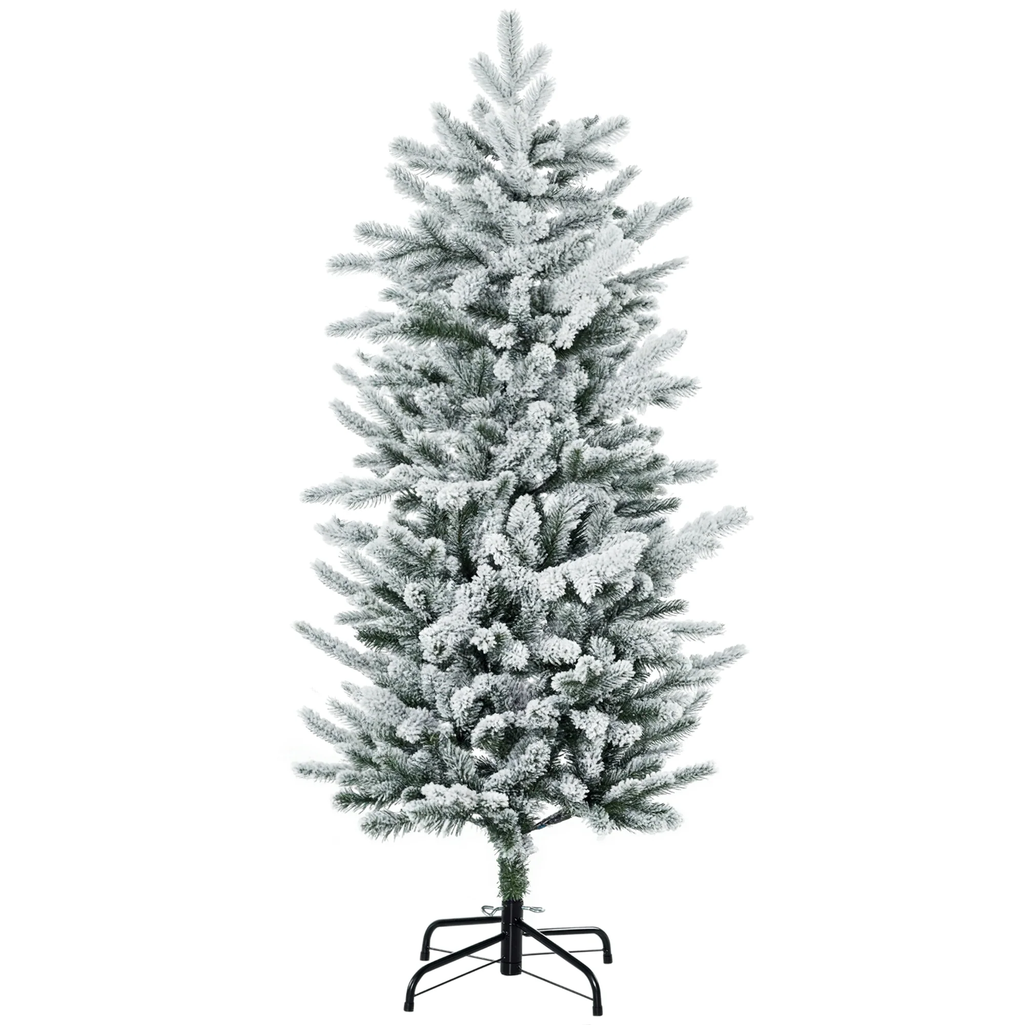 Sapin de Noël artificiel 135 cm, pin naturel enneigé, 267 branches de neige, ouverture automatique, base en acier, vert - Image 11