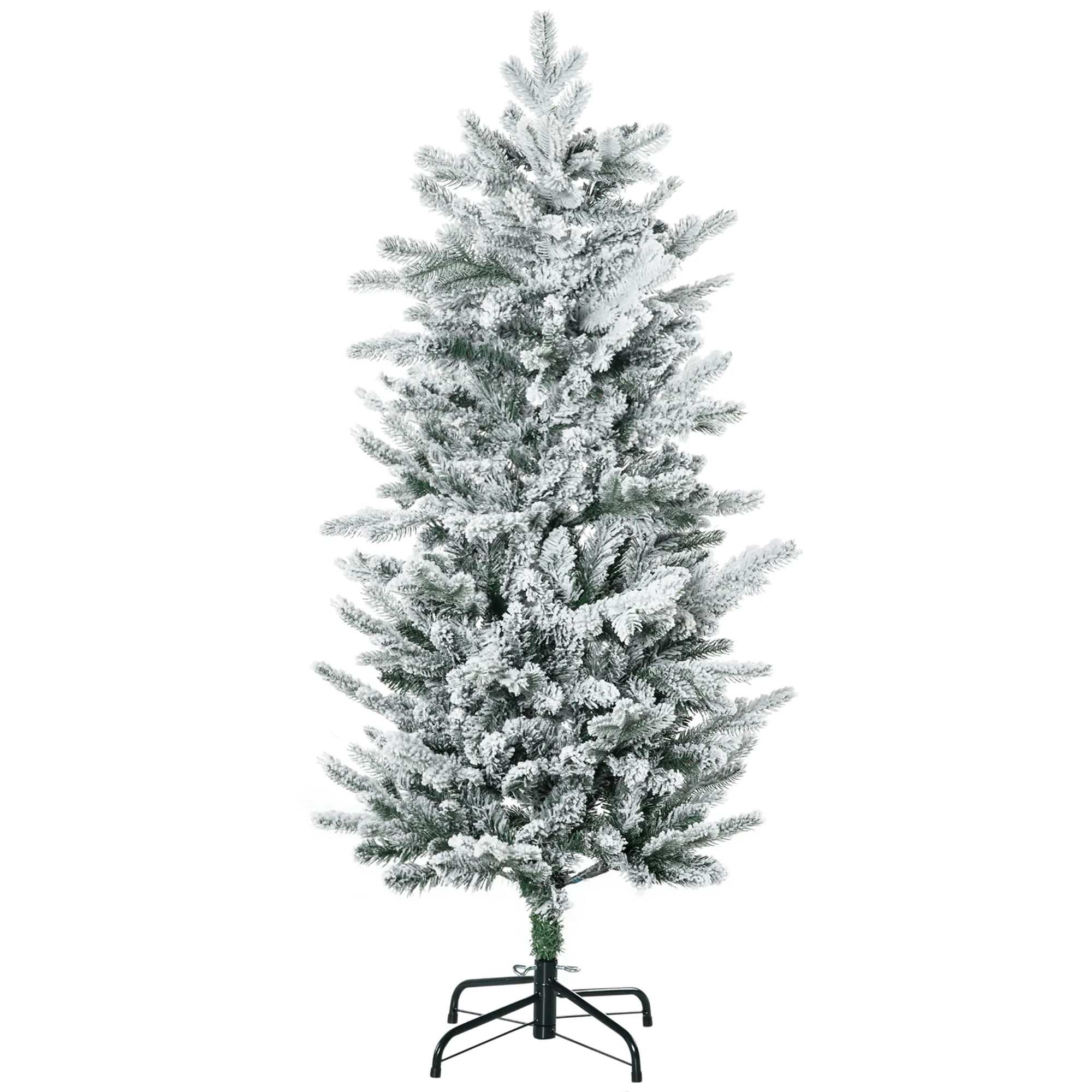 Sapin de Noël artificiel 135 cm, pin naturel enneigé, 267 branches de neige, ouverture automatique, base en acier, vert - Image 2