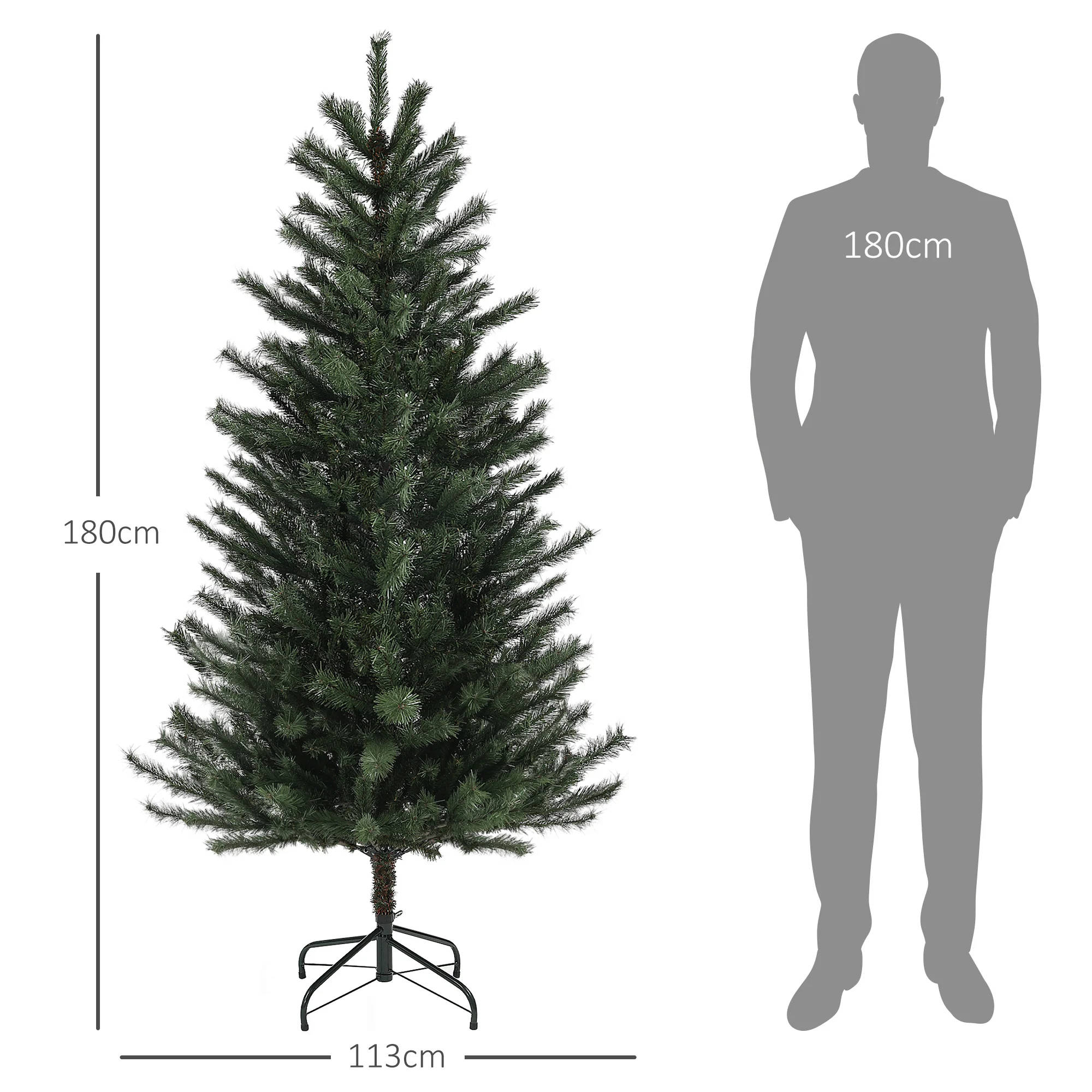 Sapin de No?l artificiel 180 cm arbre de No?l avec support en acier pliable, 467 branches, décoration de No?l effet réaliste, vert - Image 4