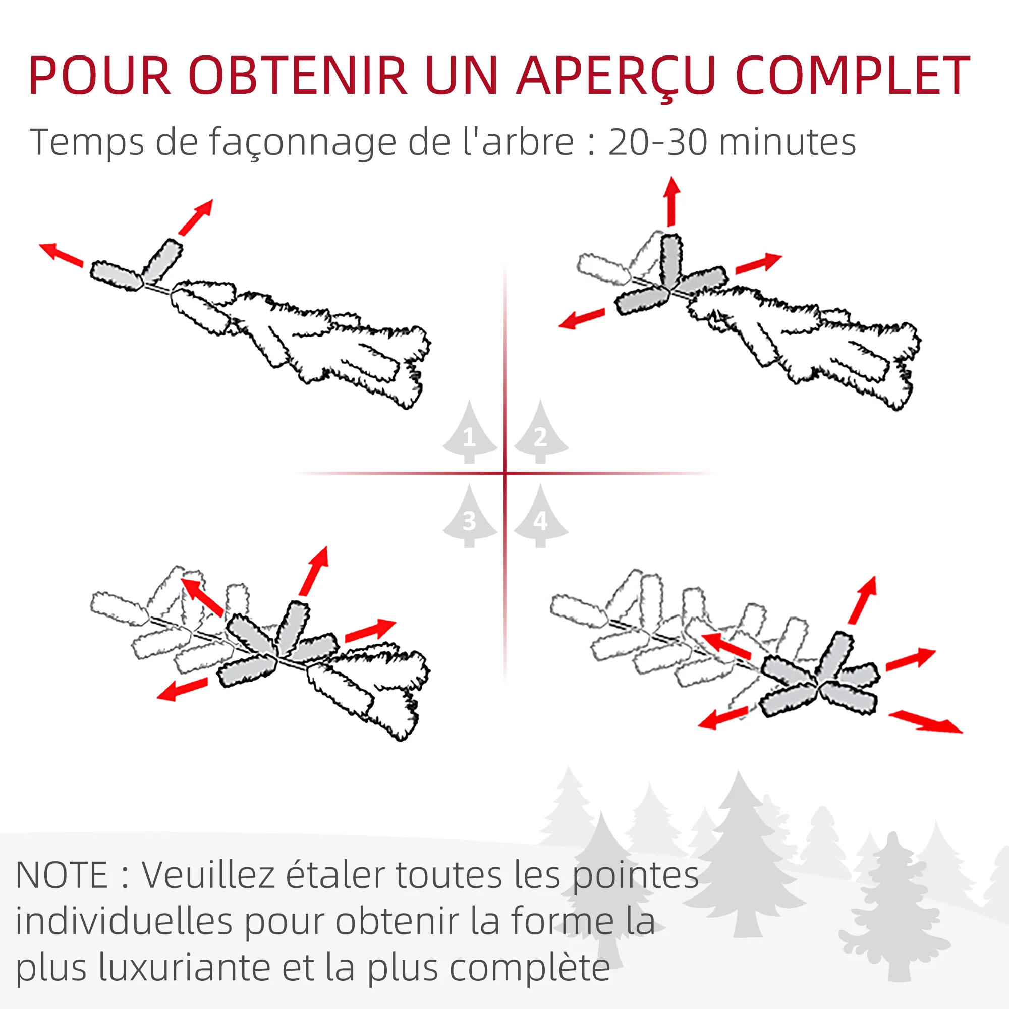 Sapin de No?l artificiel 180 cm avec 618 branches enneigées, support en acier, arbre de No?l artificiel avec socle pliable en acier, vert - Image 8