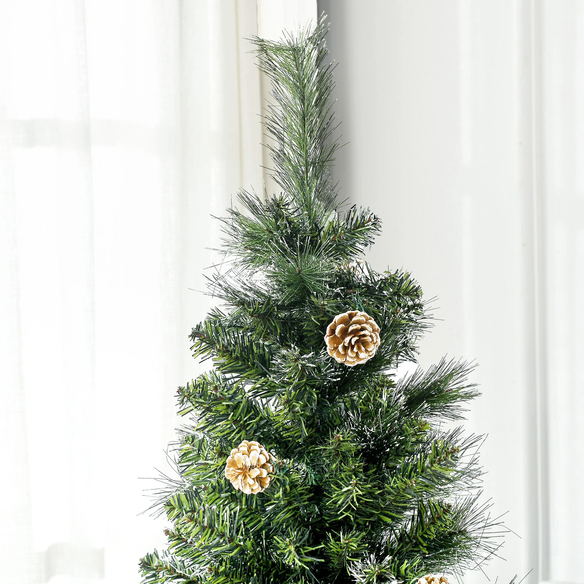 Sapin de No?l artificiel 180 cm avec 618 branches enneigées, support en acier, arbre de No?l artificiel avec socle pliable en acier, vert - Image 9