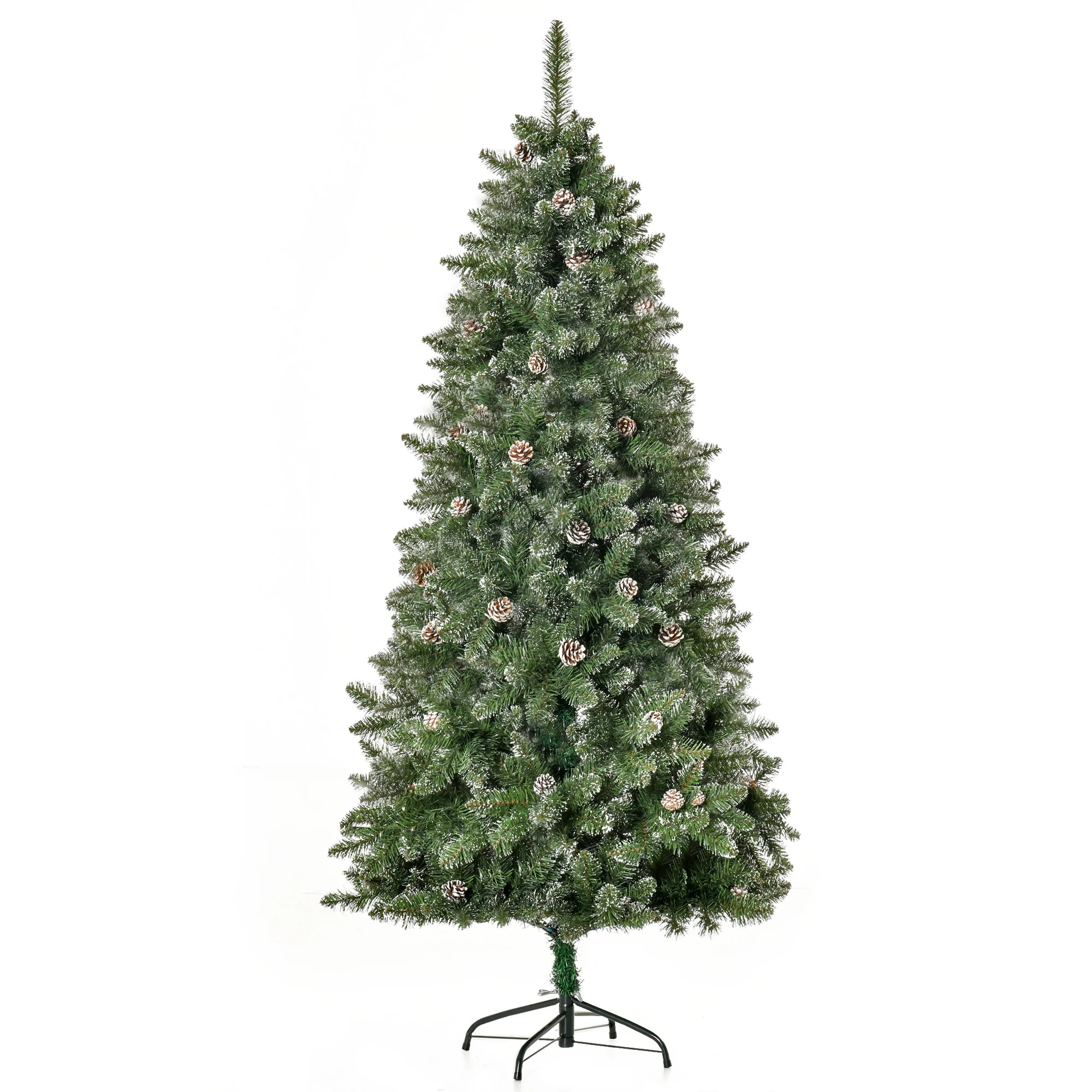 Sapin de No?l Artificiel Aspect enneigé 180H cm 50 Pommes de pin 718 Branches épines Imitation Nordmann Grand réalisme - Image 11