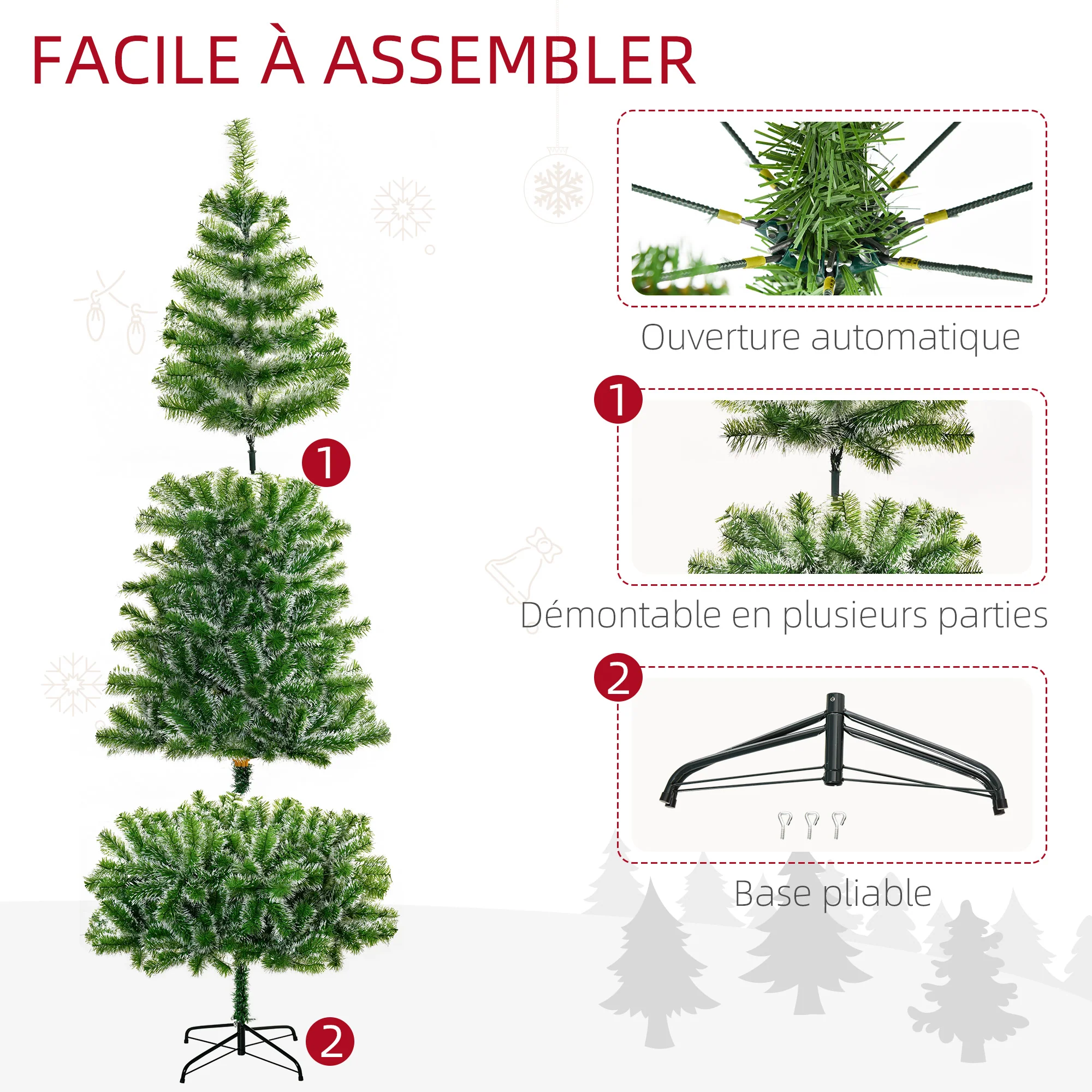 Sapin de No?l Artificiel Aspect enneigé 210 cm 968 Branches épines Imitation Nordmann Grand réalisme - Image 7