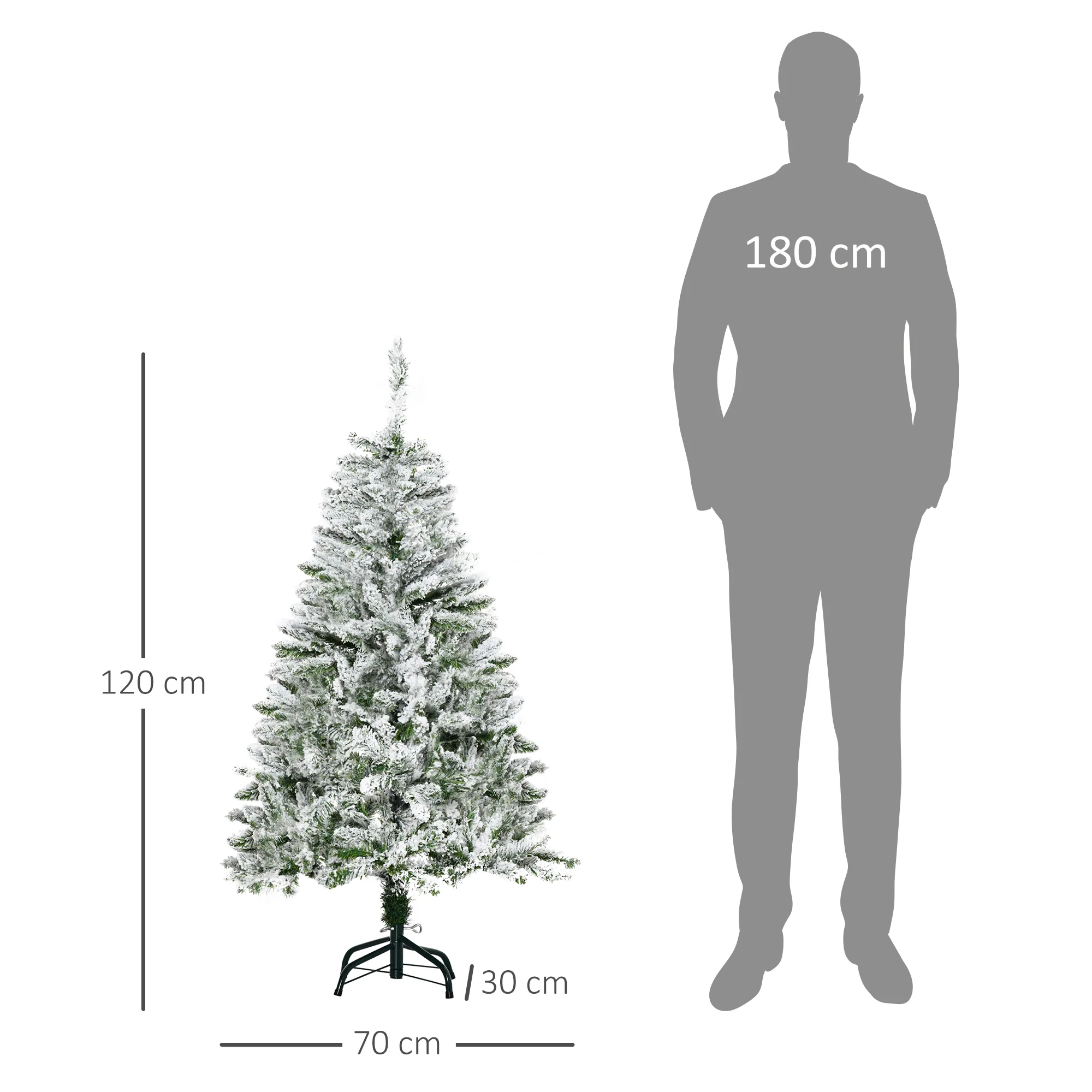 Sapin de No?l Artificiel enneigé 120H cm 200 Branches épines Imitation Nordmann Grand réalisme - Image 4