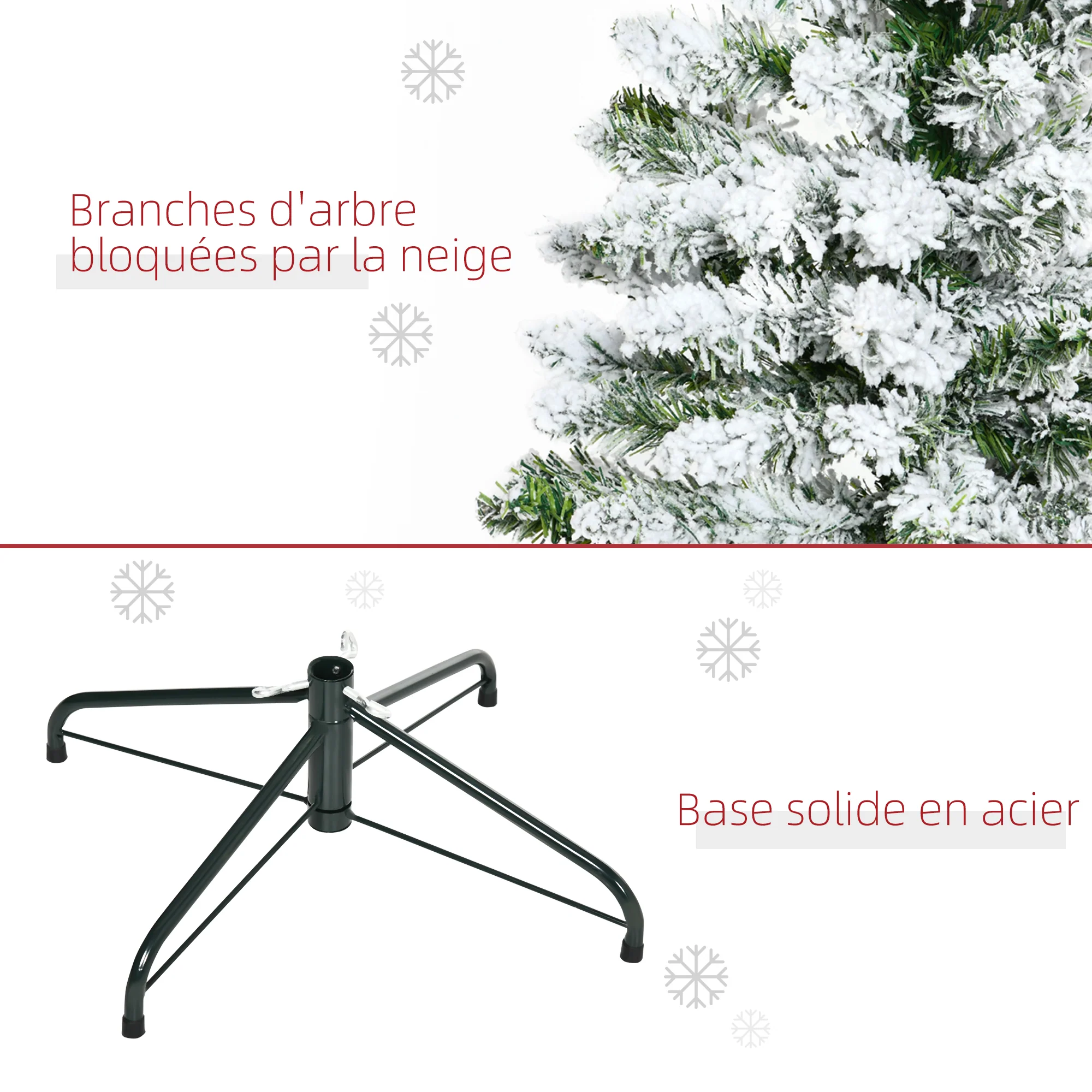 Sapin de No?l Artificiel enneigé 120H cm 200 Branches épines Imitation Nordmann Grand réalisme - Image 8