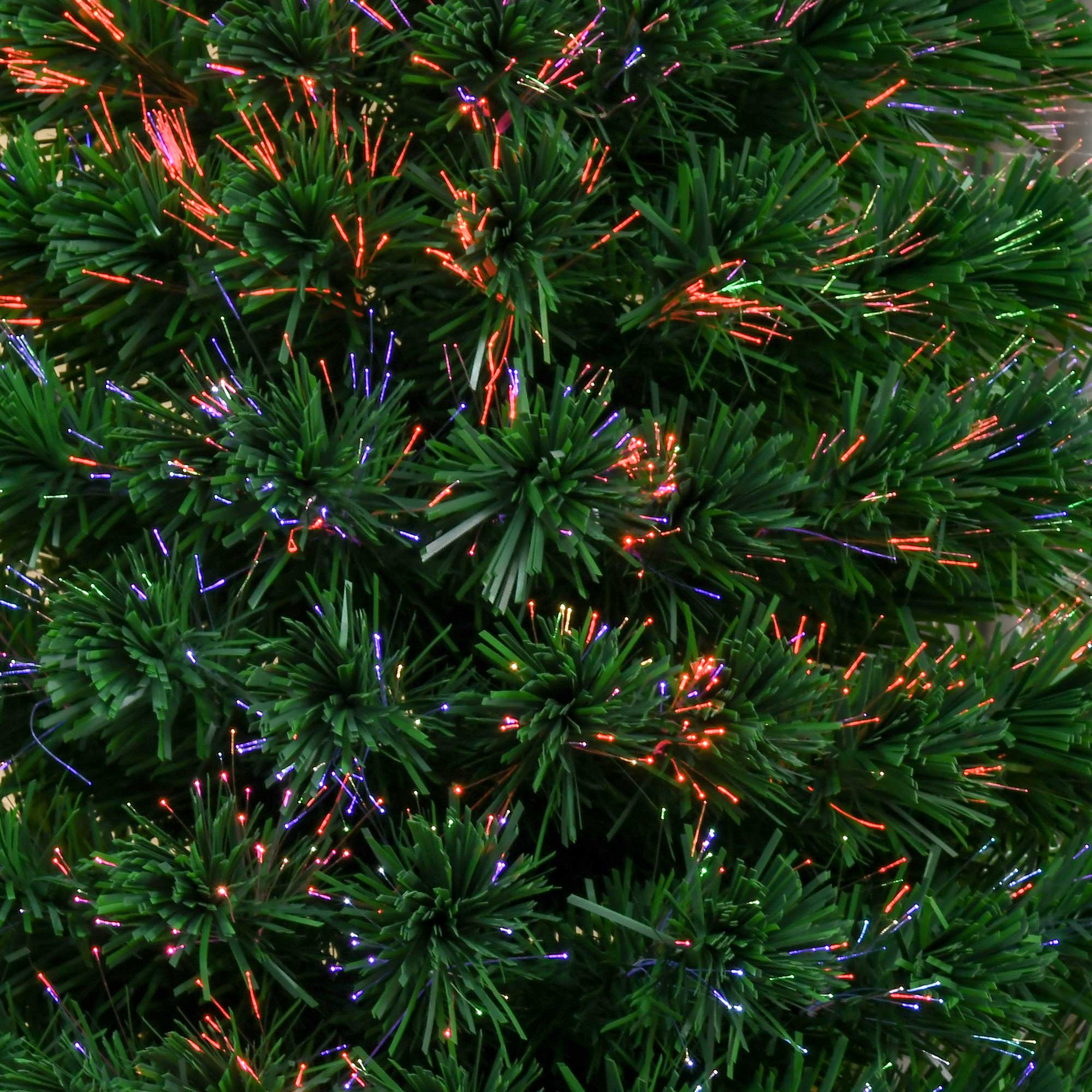 Sapin de Noël Artificiel Lumineux 120H cm Fibre Optique Multicolore + Support Pied 130 Branches étoile Sommet Brillante Vert - Image 10