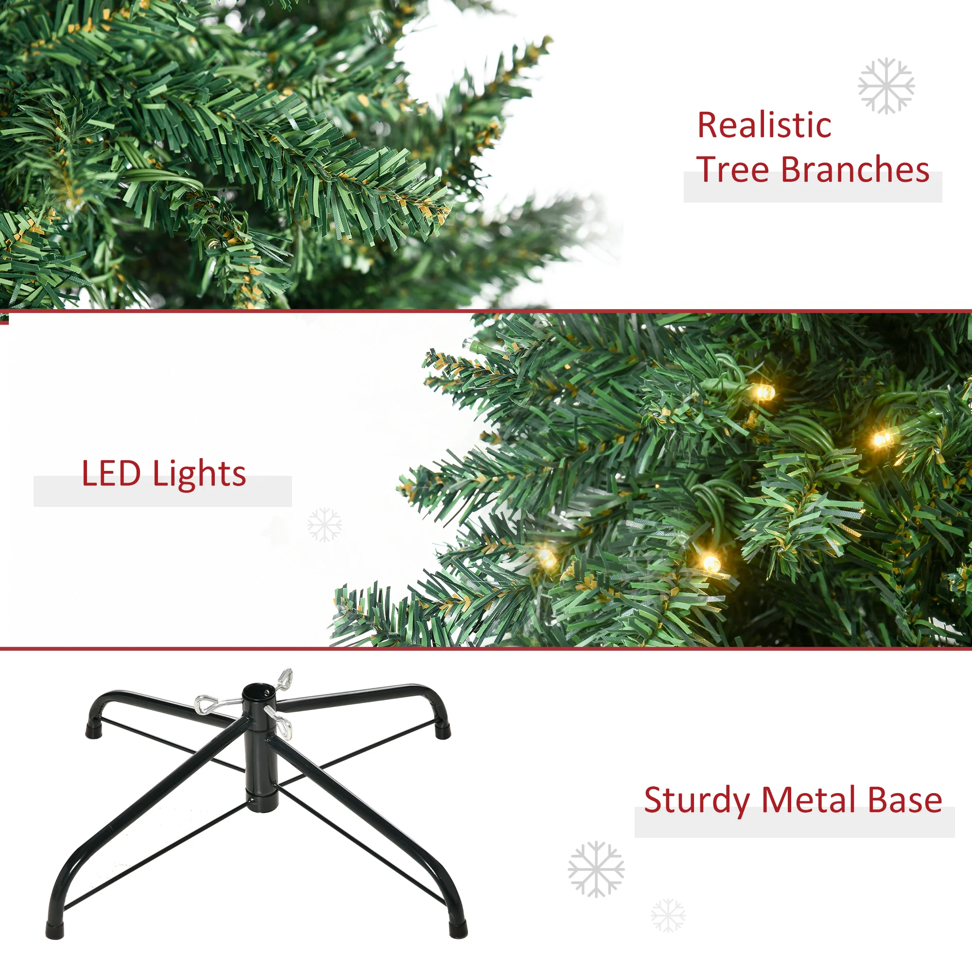 Sapin de No?l Artificiel Lumineux 210H cm LED x 700 Blanc Chaud + Support Pied 2154 Branches Vert - Image 9