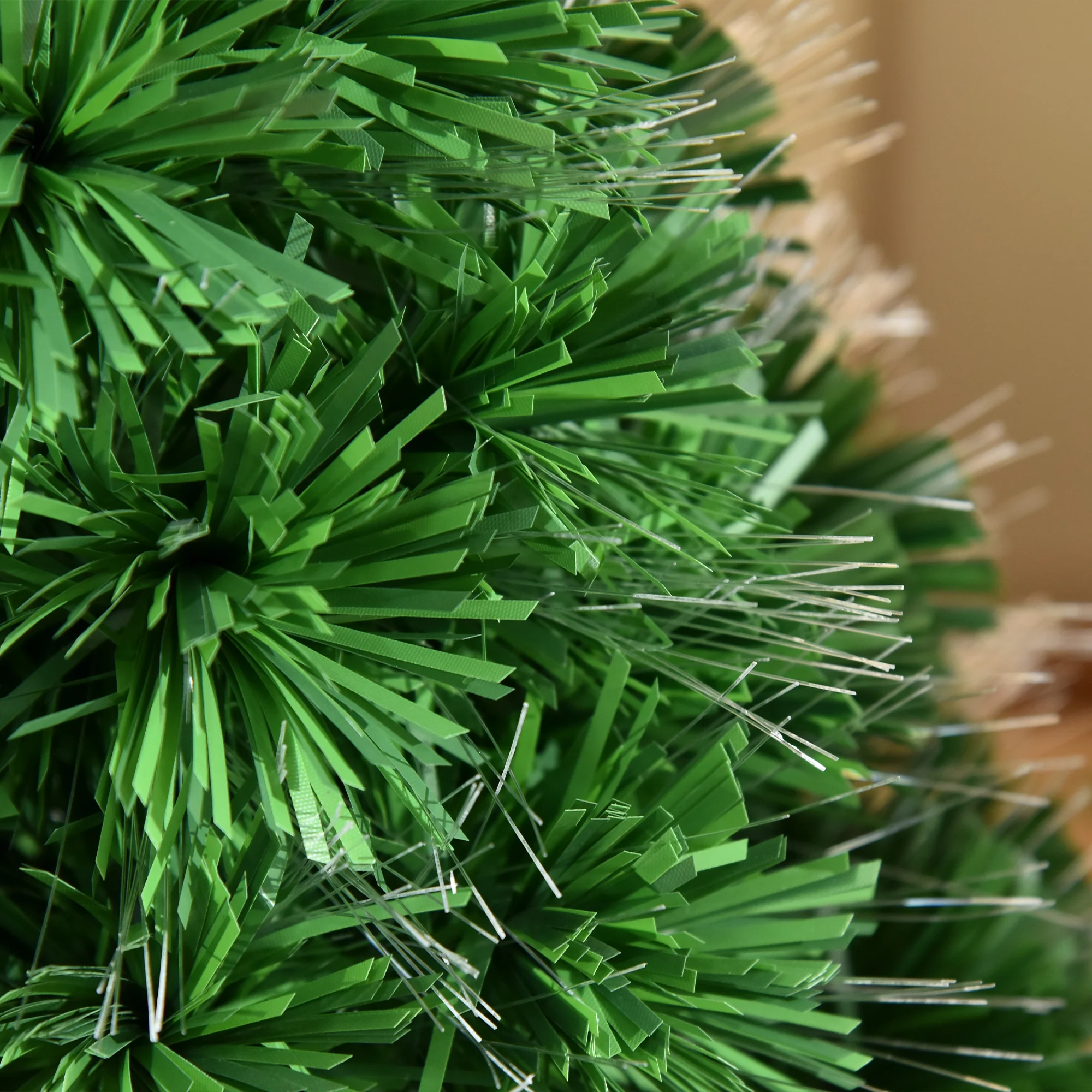Sapin de No?l Artificiel Lumineux 90H cm Fibre Optique Multicolore + Support Pied 90 Branches Vert - Image 10