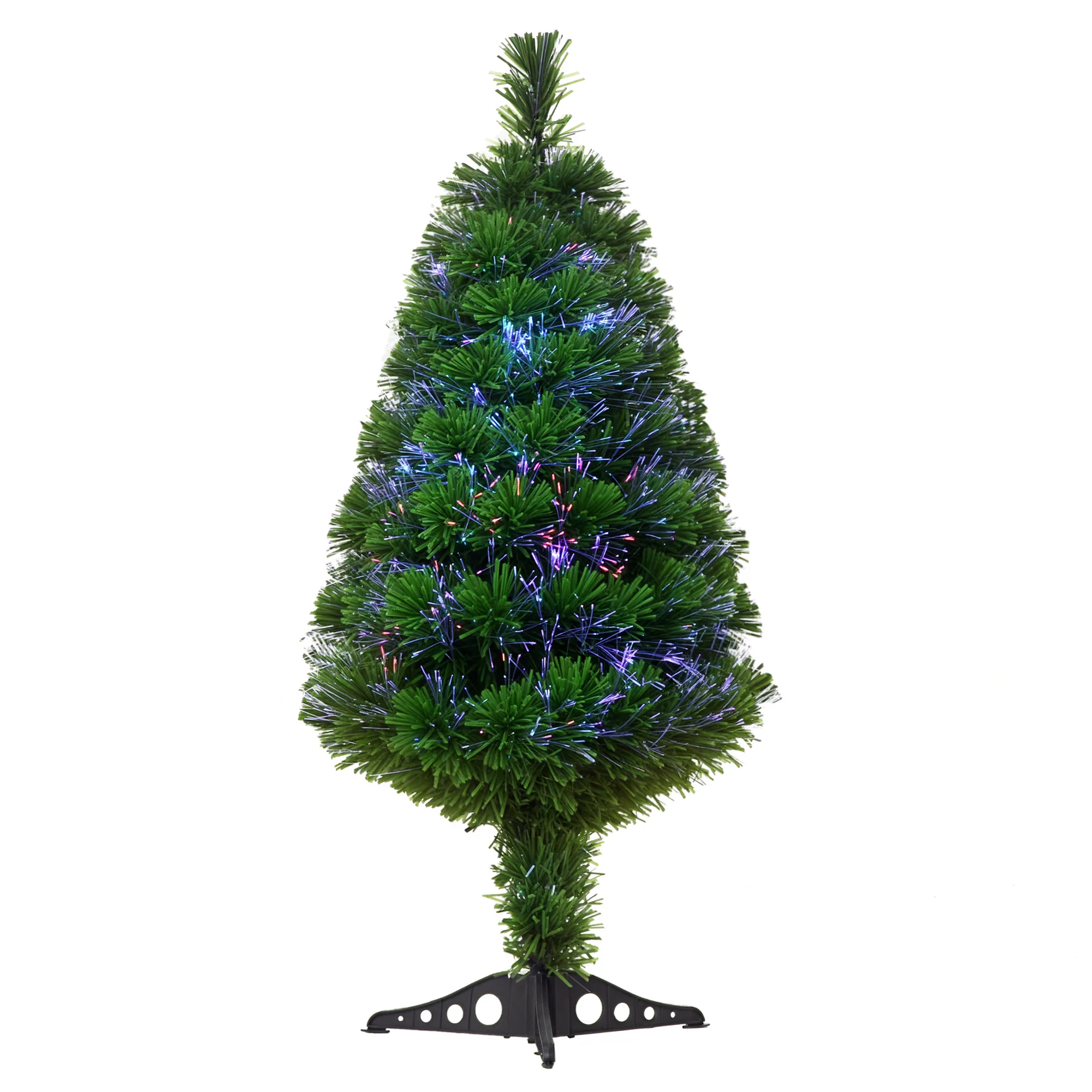 Sapin de No?l Artificiel Lumineux 90H cm Fibre Optique Multicolore + Support Pied 90 Branches Vert - Image 11