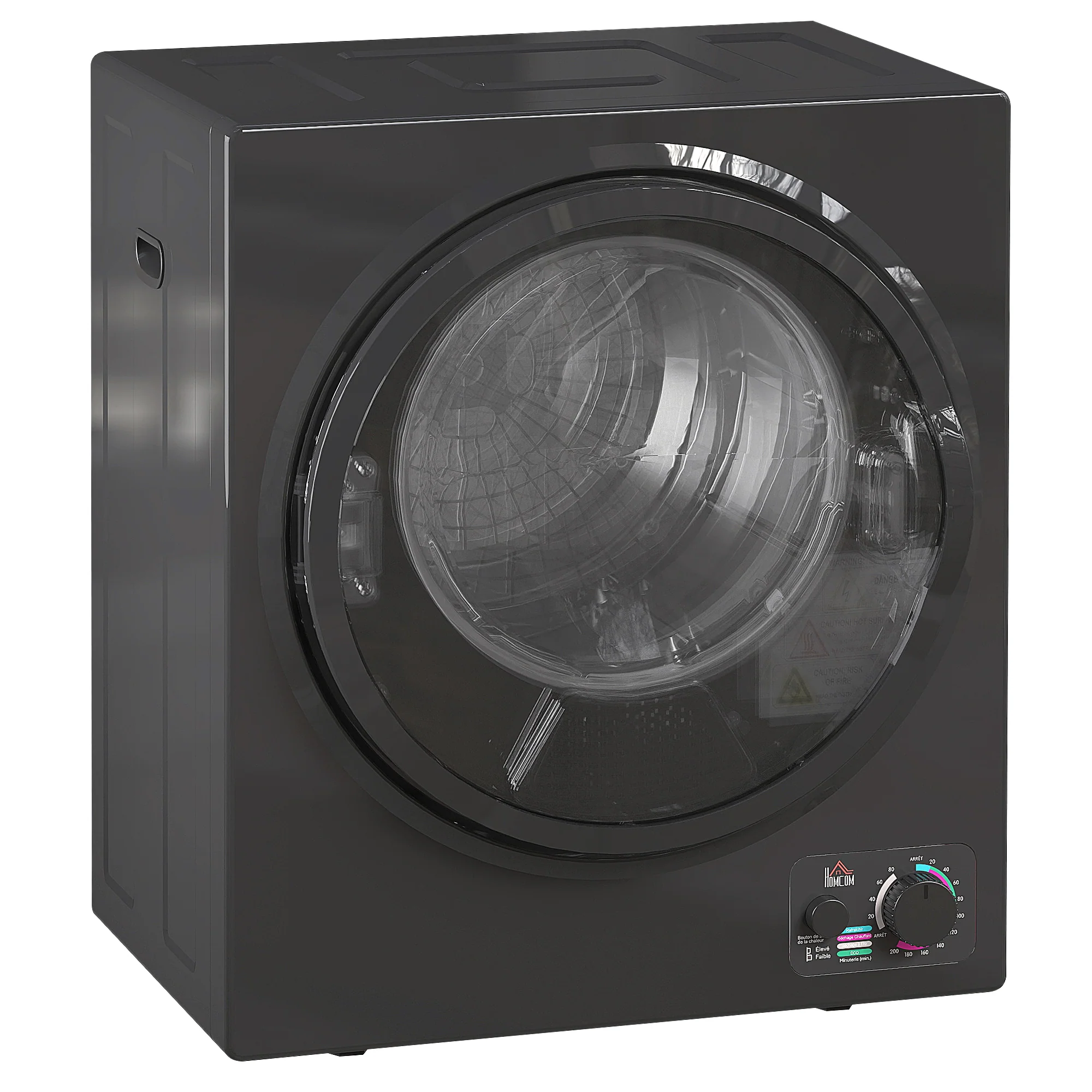 Sèche-linge à évacuation portable, sèche-linge électrique 850 W, 4 Kg, 4 modes de séchage, 2 niveaux de chauffage, cuve en acier inoxydable, installation murale, pour appartement dortoir, noir - Image 11