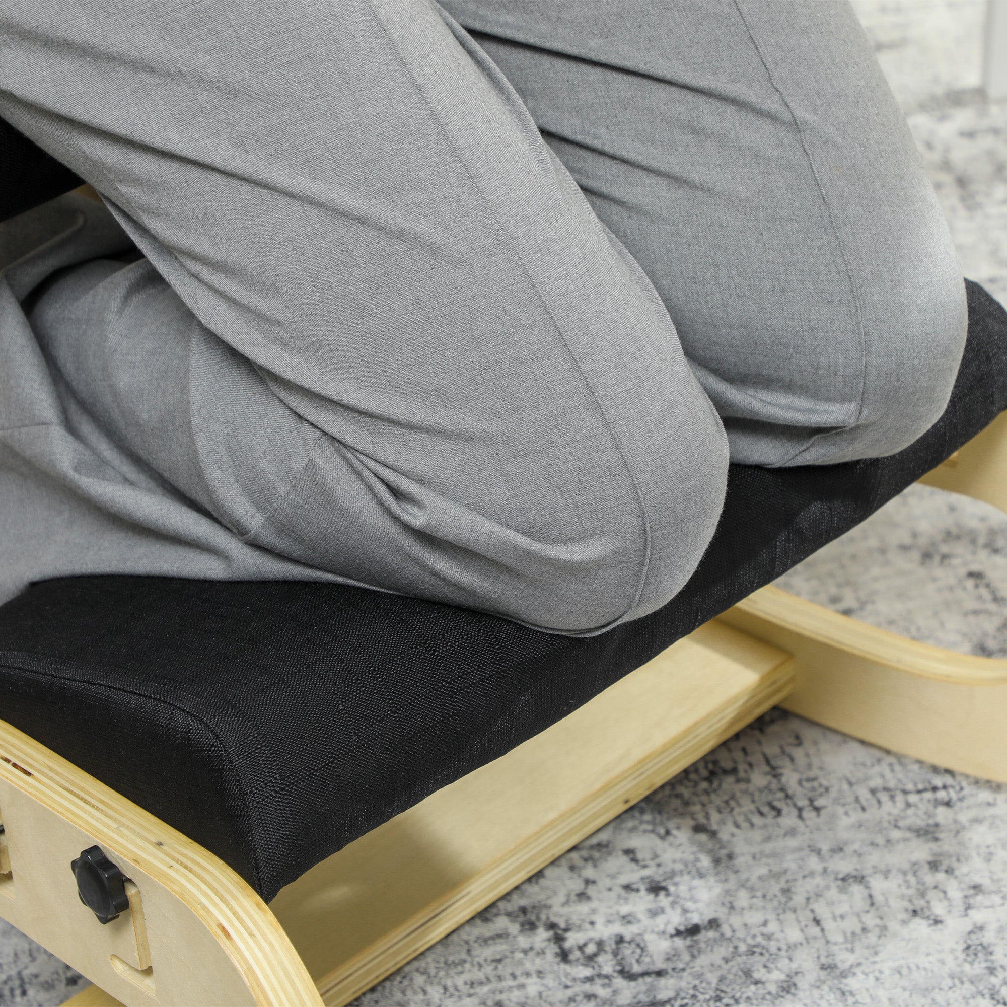Siège assis genoux, siège ergonomique en bois à bascule, chaise à genoux réglable pour bureau à domicile, améliorer la posture, maux de dos, noir - Image 10