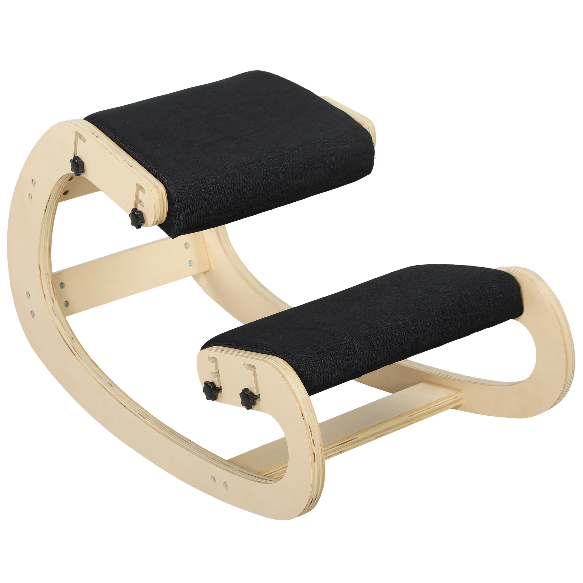 Siège assis genoux, siège ergonomique en bois à bascule, chaise à genoux réglable pour bureau à domicile, améliorer la posture, maux de dos, noir - Image 11